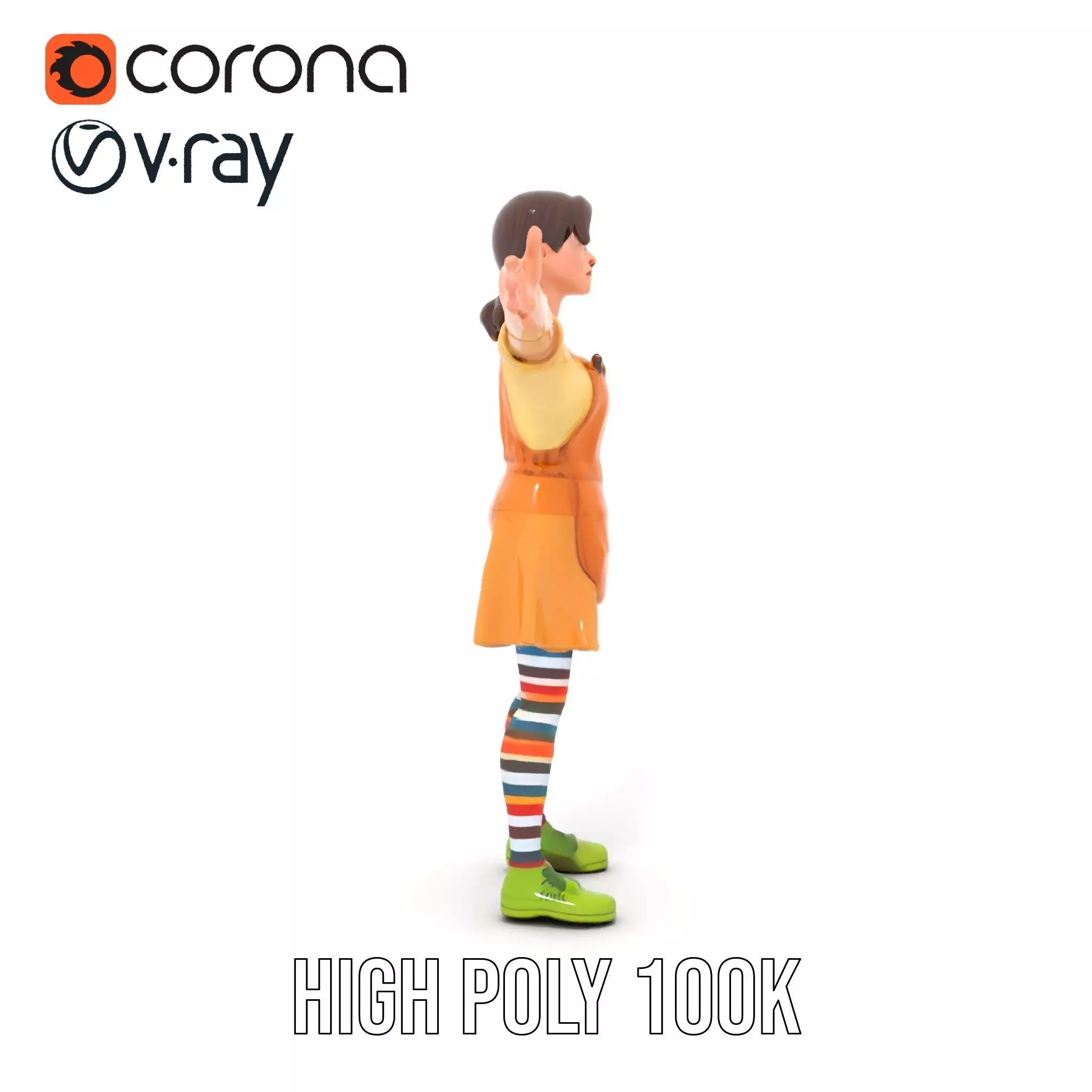 Cartoonish Female Character Model Pack with Colorful Attire Low-poly 3D model_26