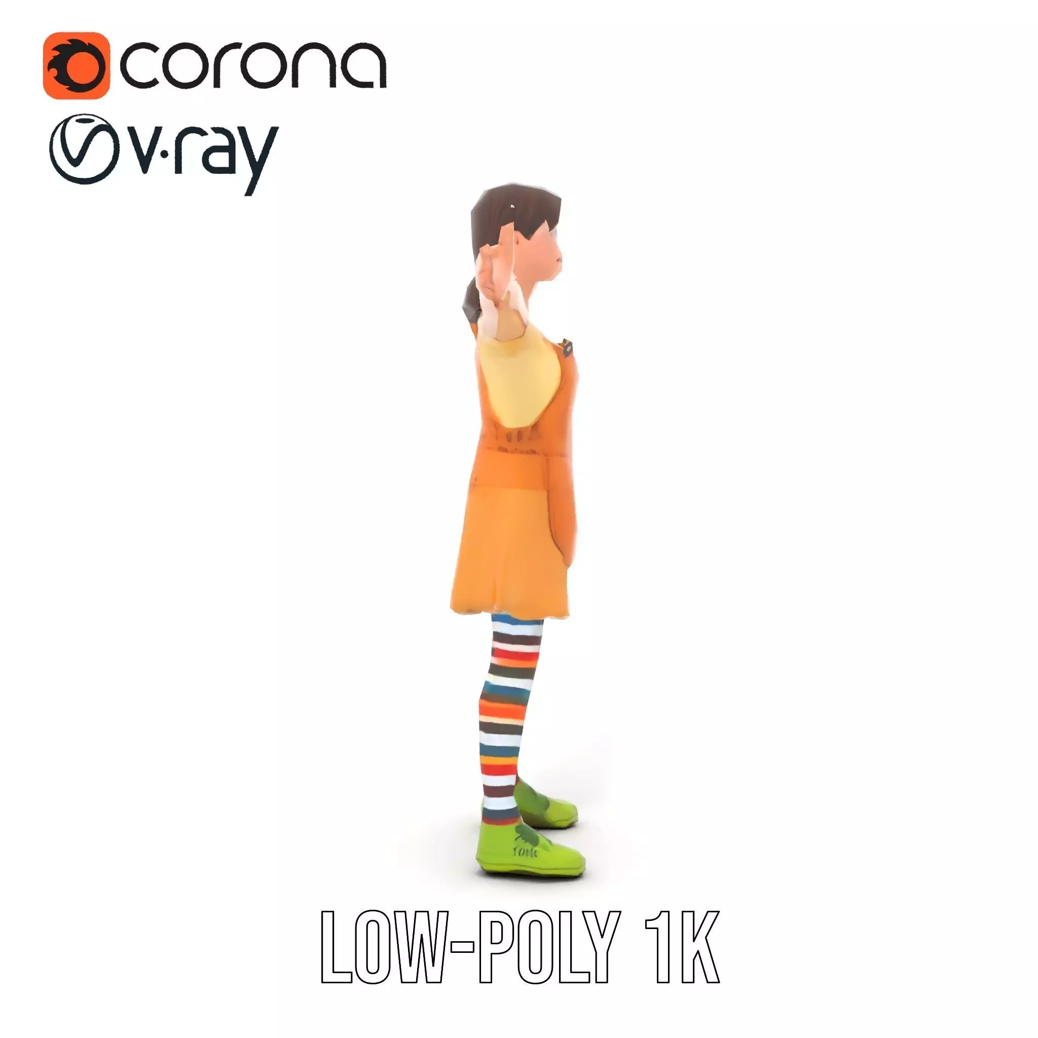 Cartoonish Female Character Model Pack with Colorful Attire Low-poly 3D model_31