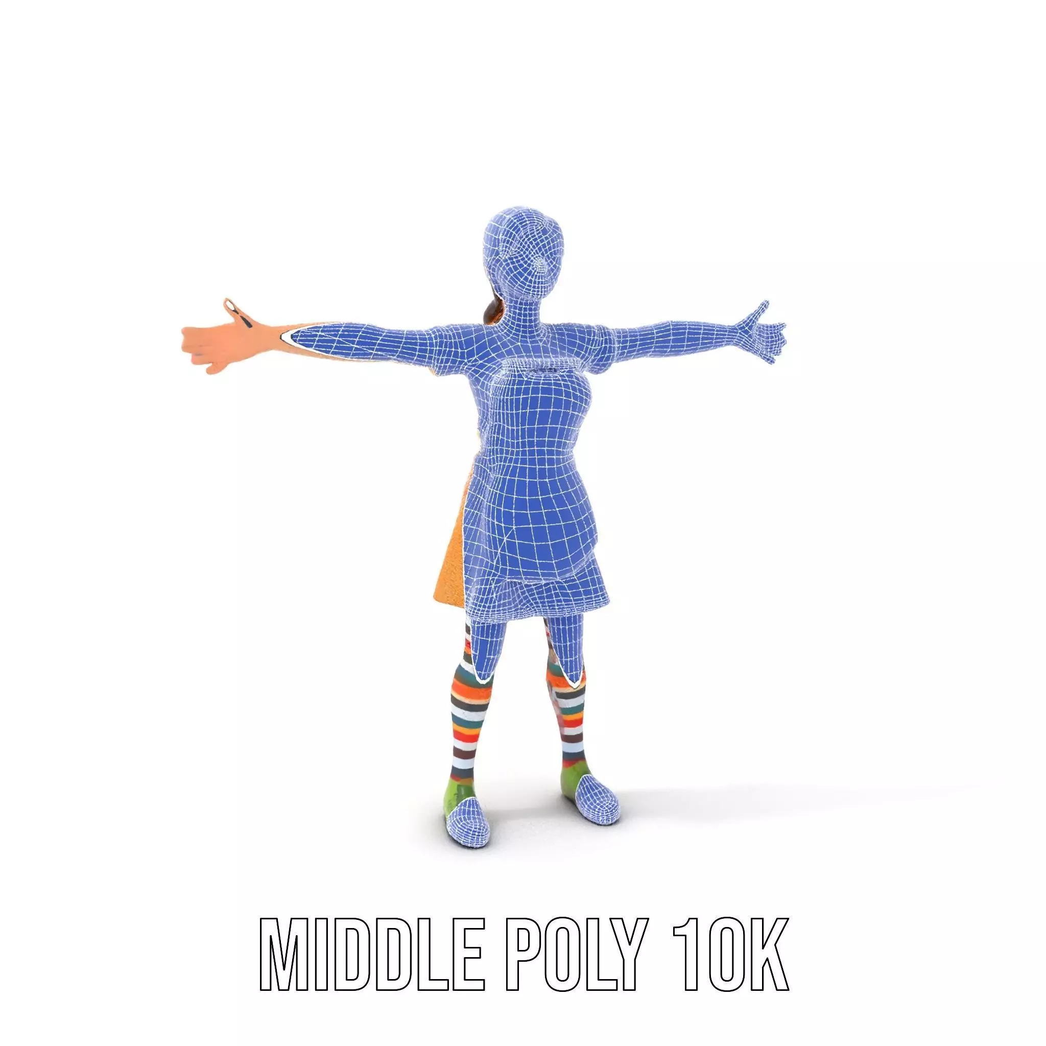 Cartoonish Female Character Model Pack with Colorful Attire Low-poly 3D model_18