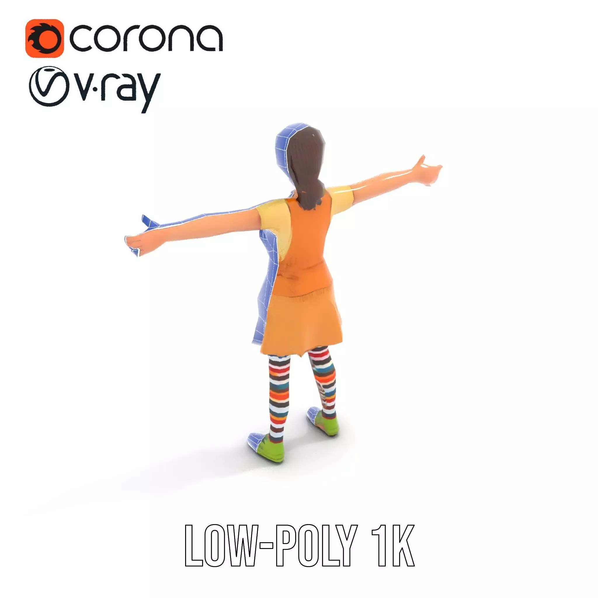 Cartoonish Female Character Model Pack with Colorful Attire Low-poly 3D model_22