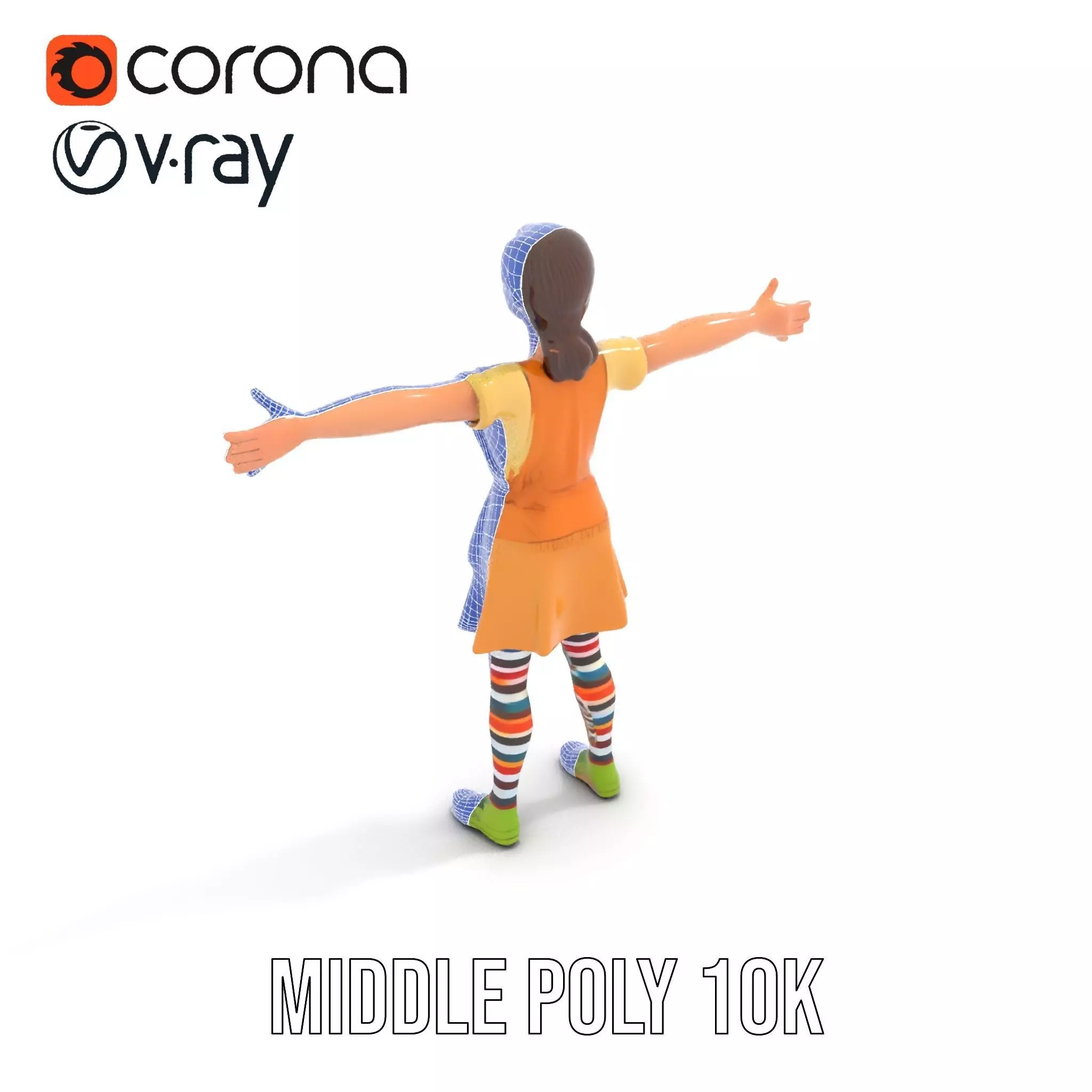 Cartoonish Female Character Model Pack with Colorful Attire Low-poly 3D model_15