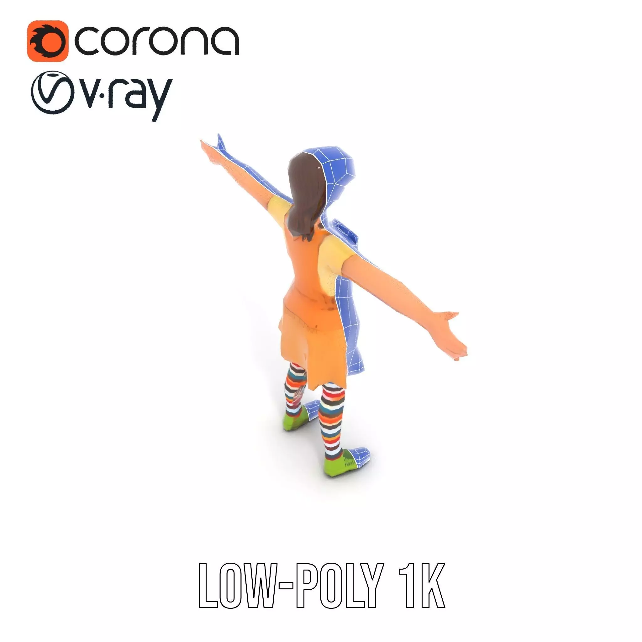 Cartoonish Female Character Model Pack with Colorful Attire Low-poly 3D model_13