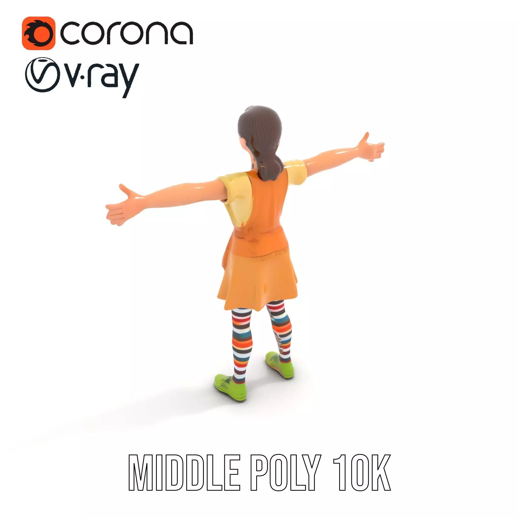 Cartoonish Female Character Model Pack with Colorful Attire Low-poly 3D model_7