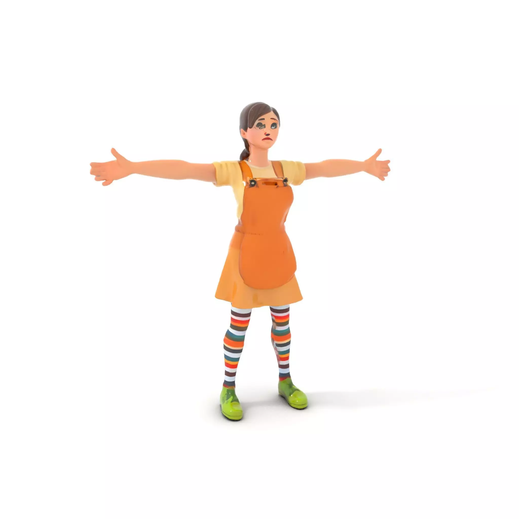 Cartoonish Female Character Model Pack with Colorful Attire Low-poly 3D model_0