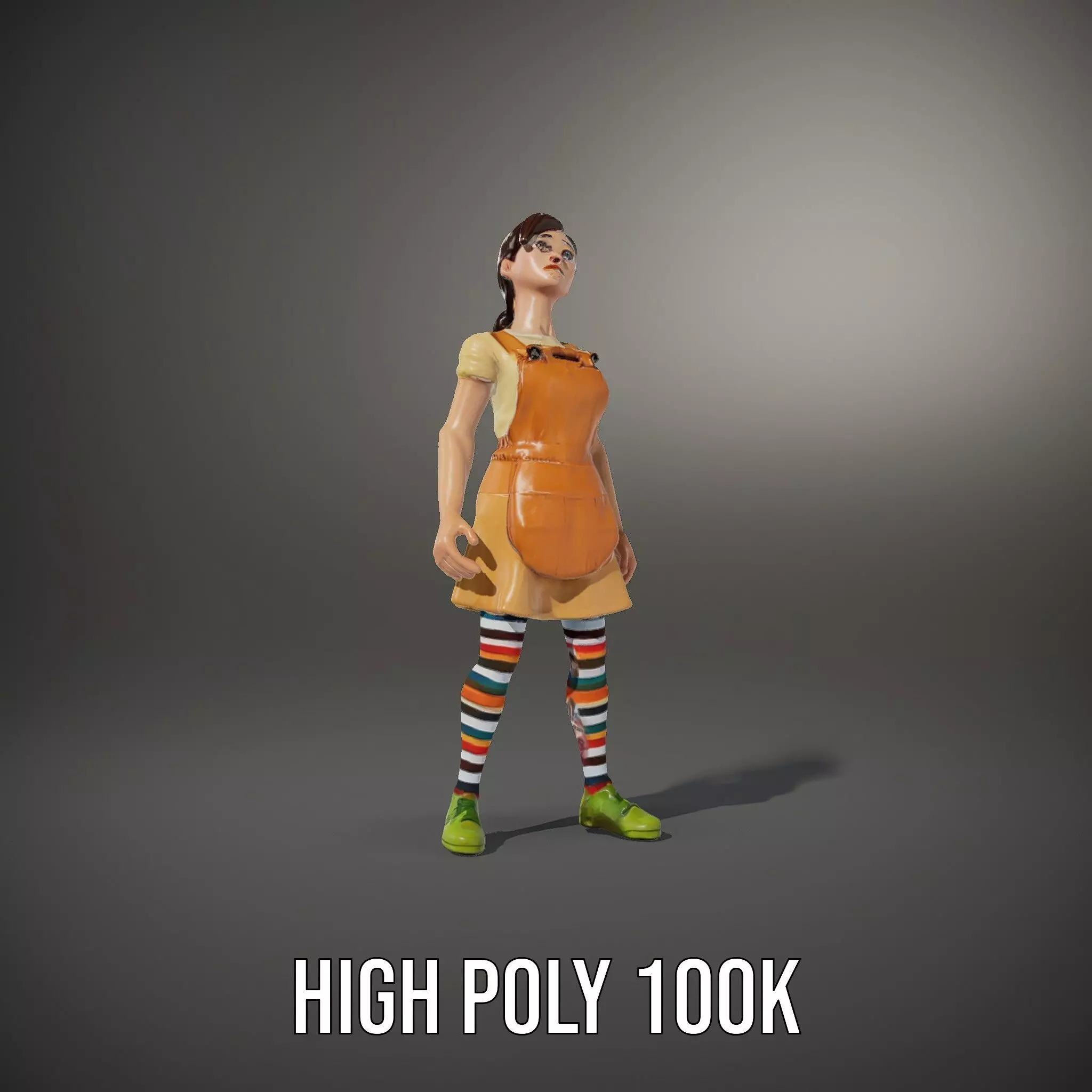 Cartoonish Female Character Model Pack with Colorful Attire Low-poly 3D model_32