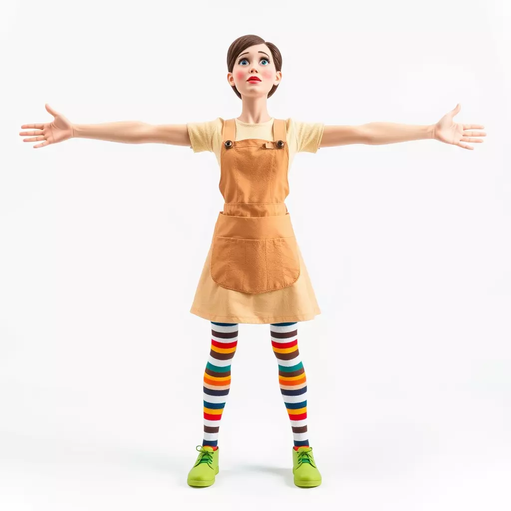 Cartoonish Female Character Model Pack with Colorful Attire Low-poly 3D model_3