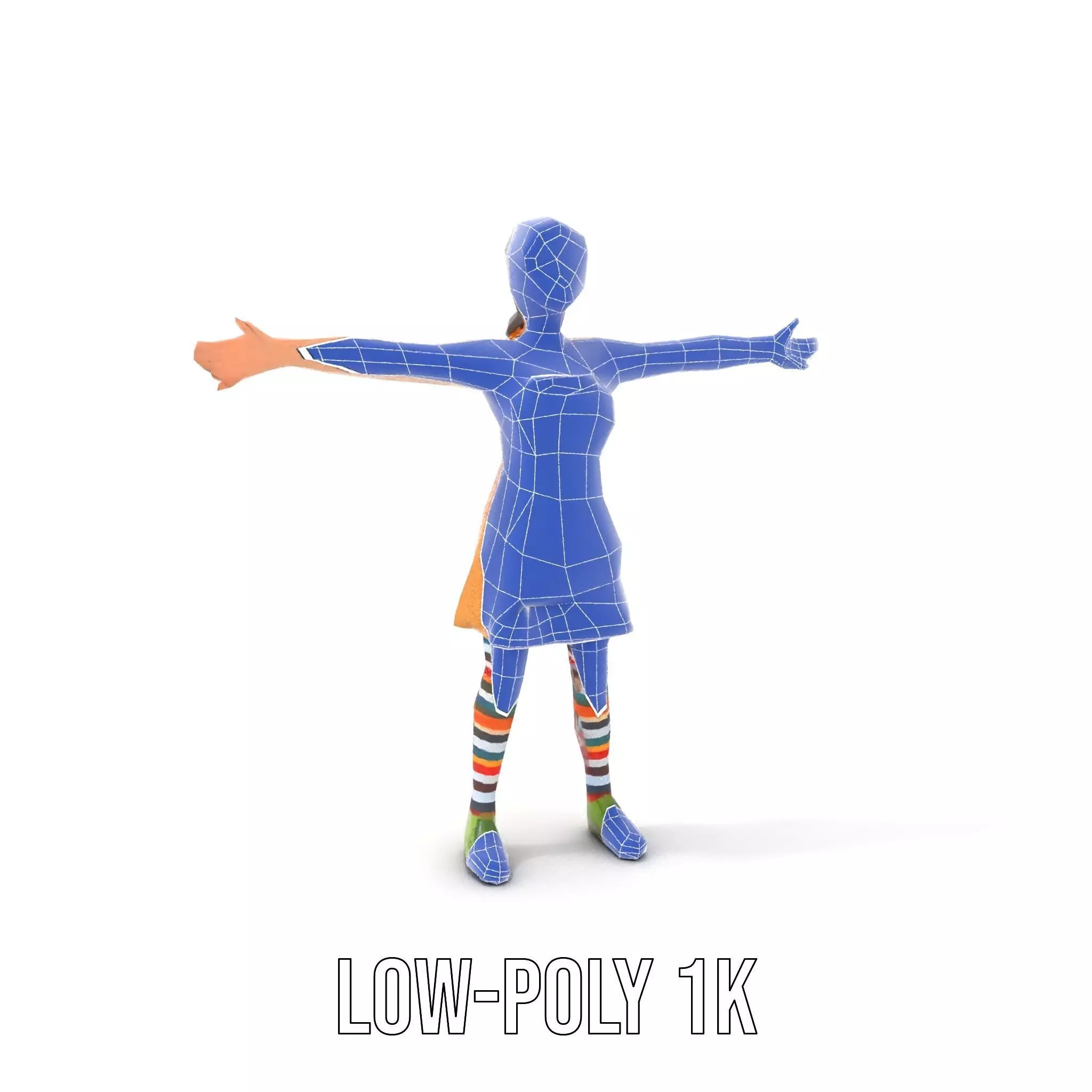 Cartoonish Female Character Model Pack with Colorful Attire Low-poly 3D model_28