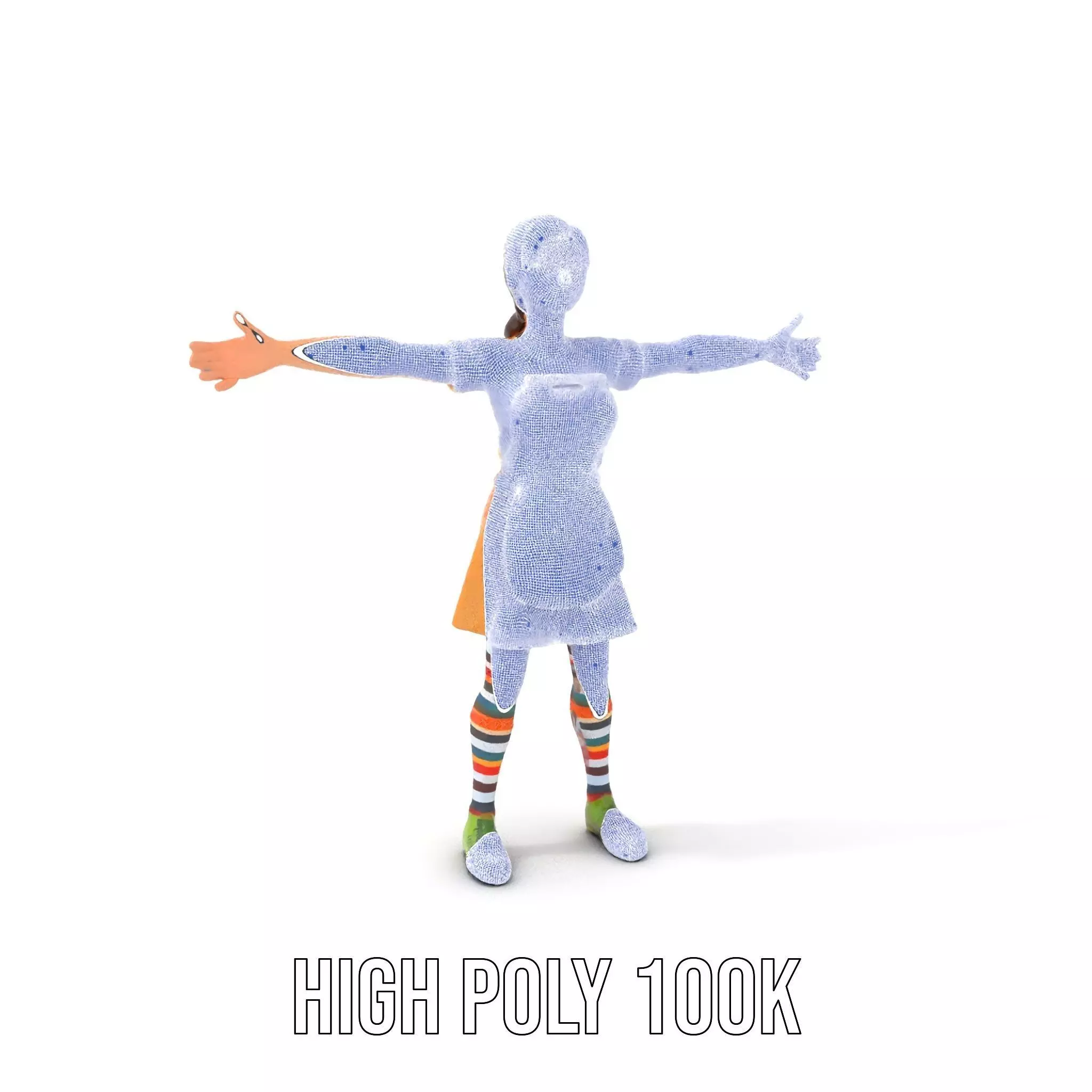 Cartoonish Female Character Model Pack with Colorful Attire Low-poly 3D model_5