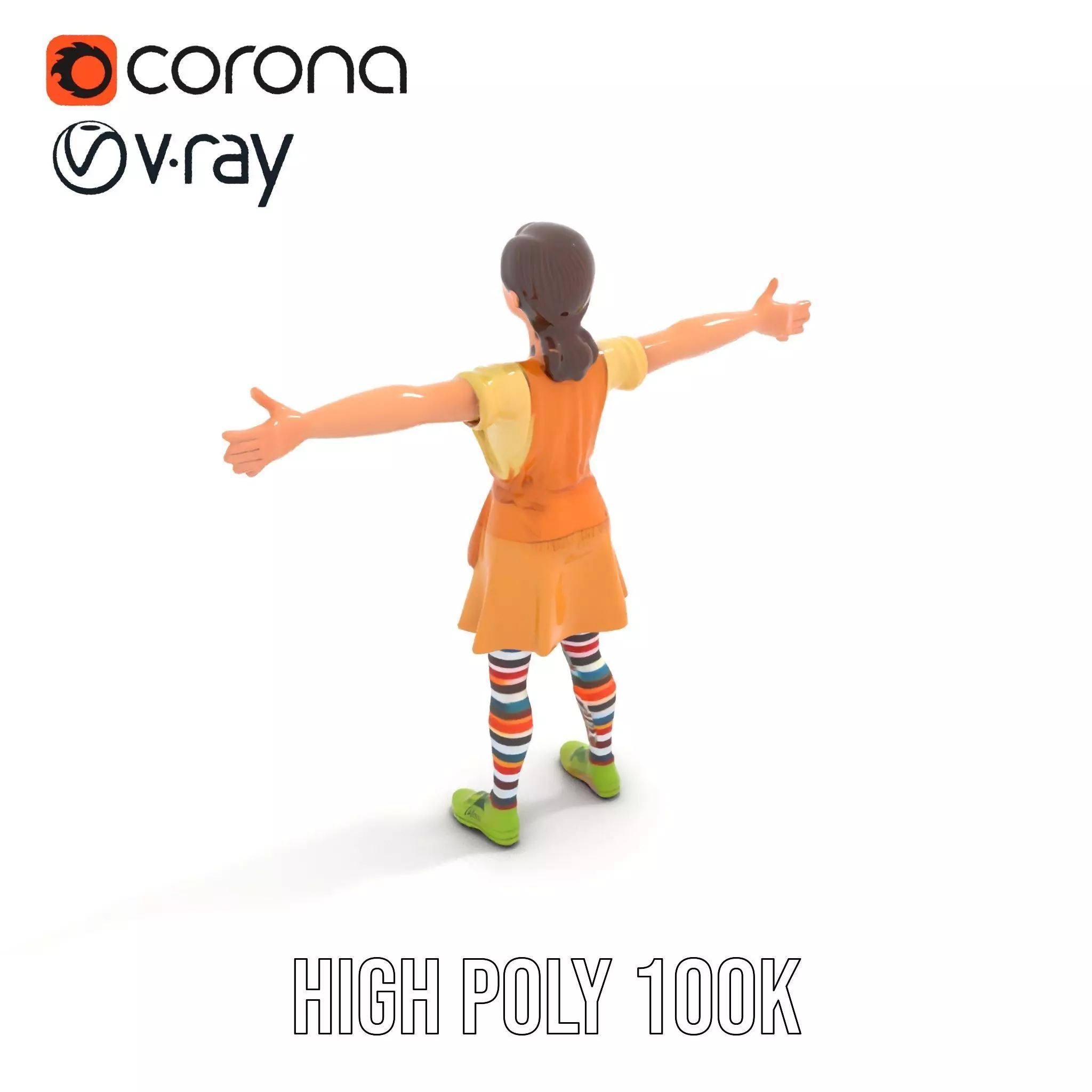 Cartoonish Female Character Model Pack with Colorful Attire Low-poly 3D model_20