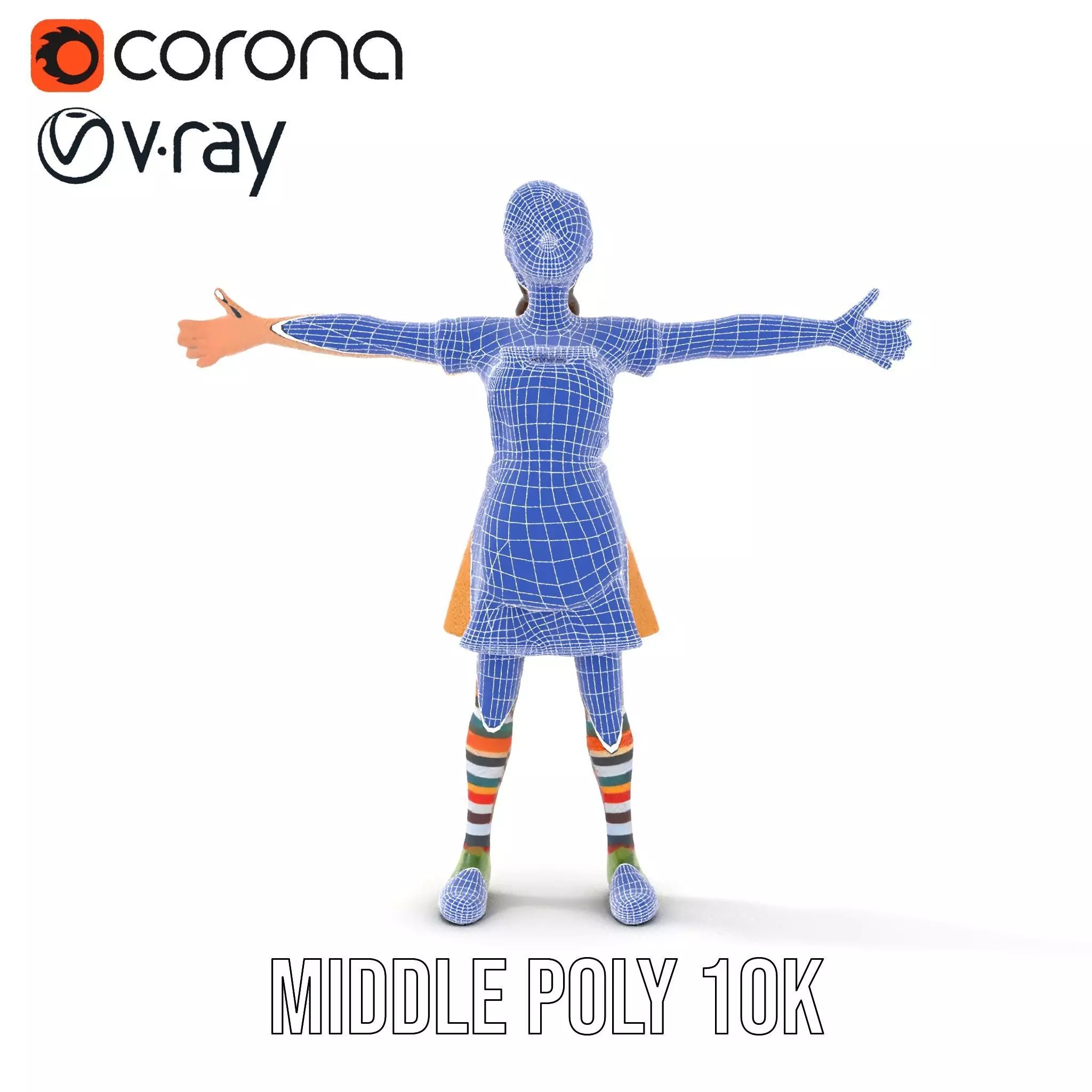 Cartoonish Female Character Model Pack with Colorful Attire Low-poly 3D model_27