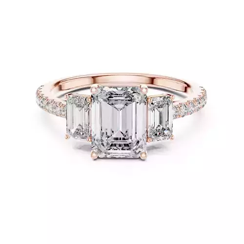 Emerald Trio Solitaire Ring 3dm stl renders animation videos  3D print model