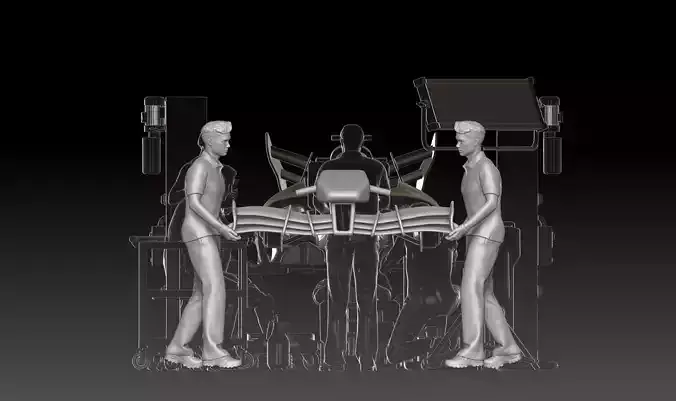 mechanic 7 at work in the garage during the Formula 1