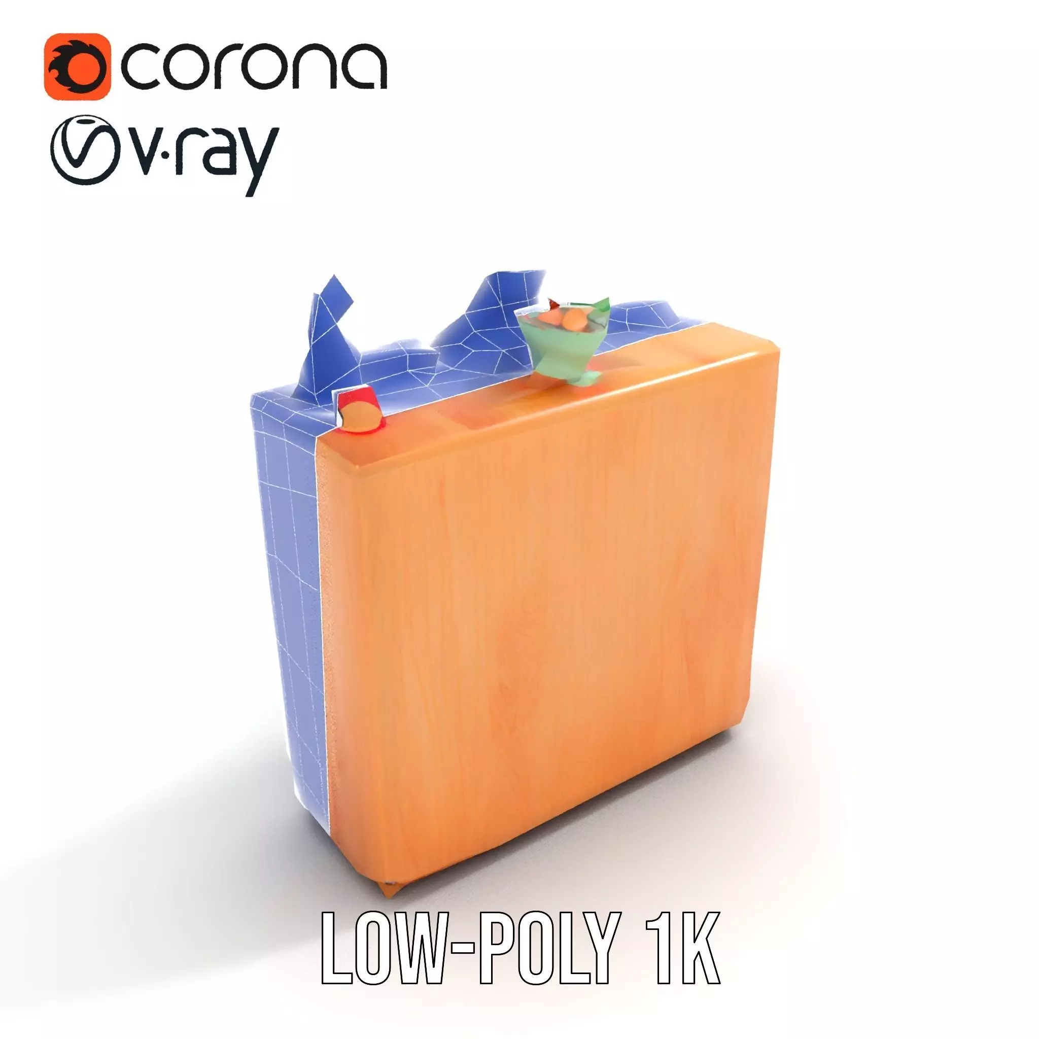 Colorful Wooden Bookshelf Model Pack with Accessories Low-poly 3D model_29