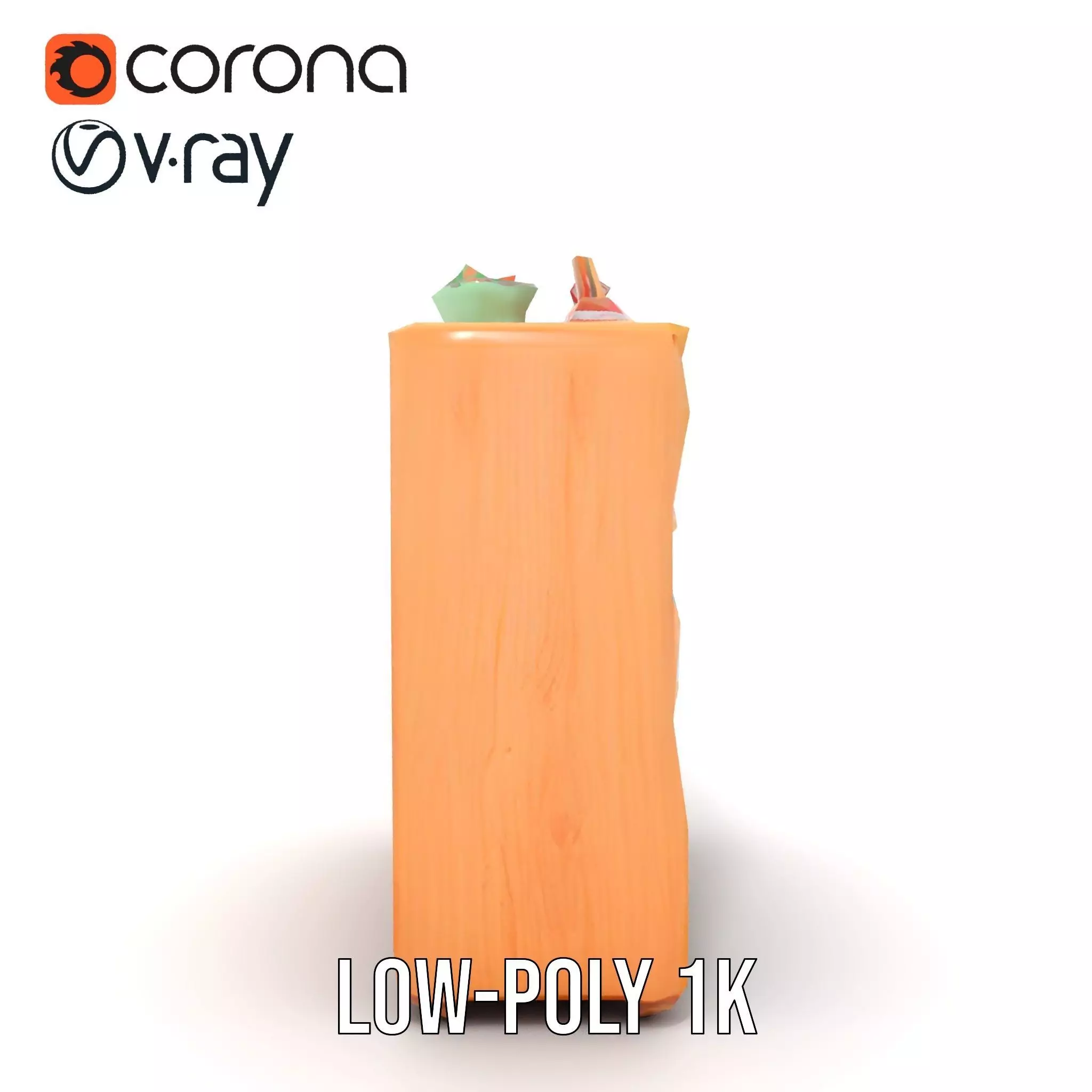 Colorful Wooden Bookshelf Model Pack with Accessories Low-poly 3D model_20