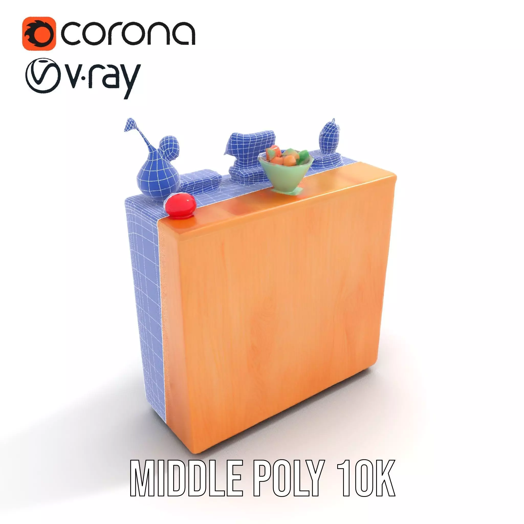 Colorful Wooden Bookshelf Model Pack with Accessories Low-poly 3D model_22