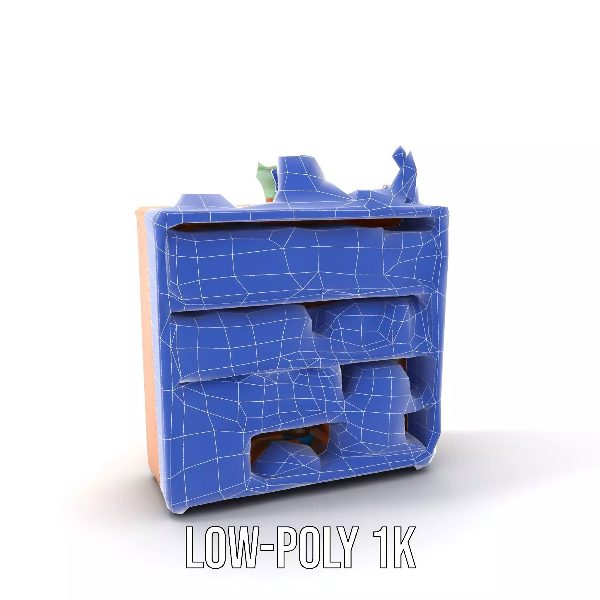 Colorful Wooden Bookshelf Model Pack with Accessories Low-poly 3D model_18