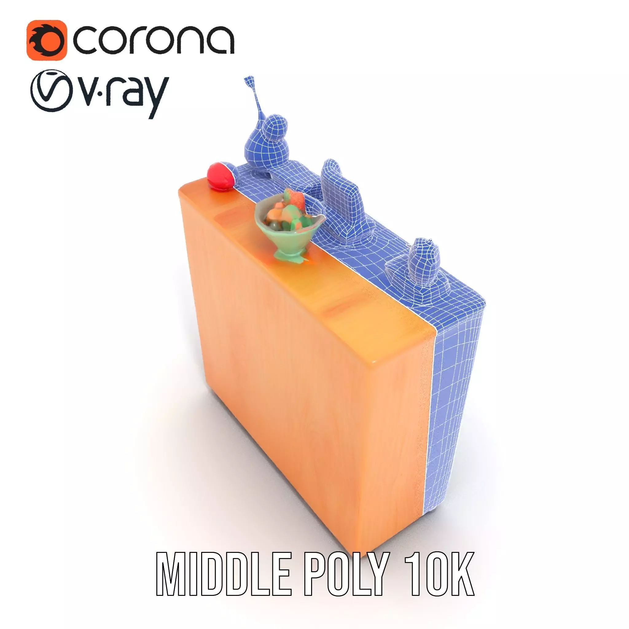 Colorful Wooden Bookshelf Model Pack with Accessories Low-poly 3D model_28