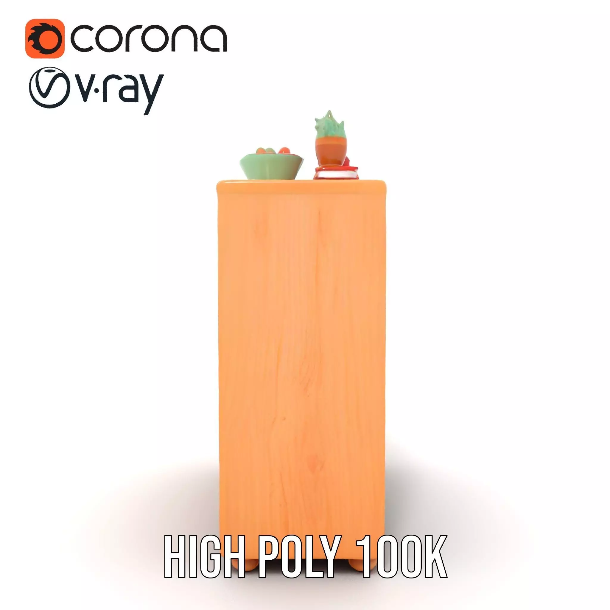 Colorful Wooden Bookshelf Model Pack with Accessories Low-poly 3D model_24