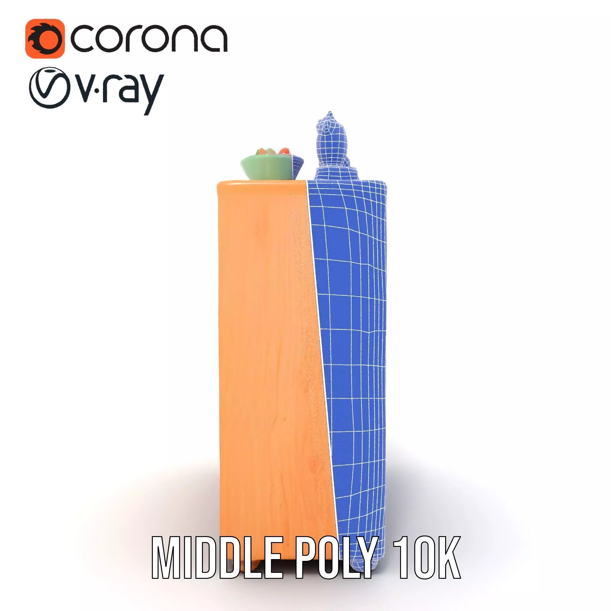 Colorful Wooden Bookshelf Model Pack with Accessories Low-poly 3D model_30