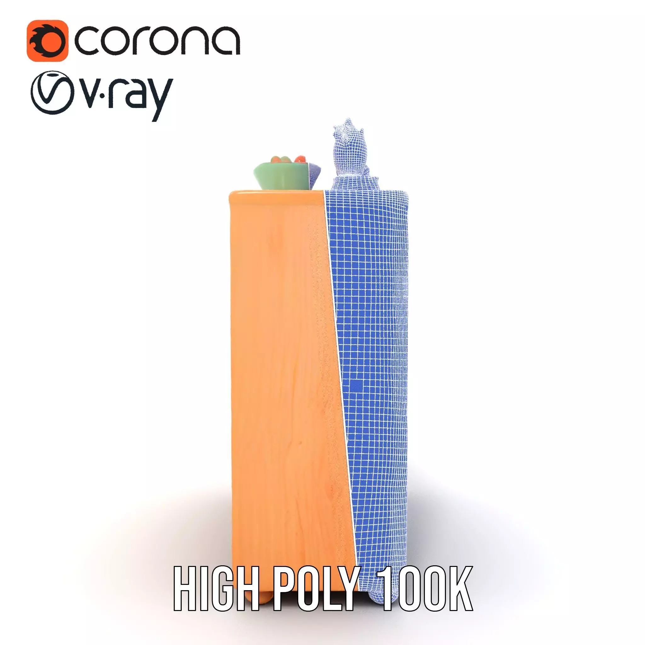 Colorful Wooden Bookshelf Model Pack with Accessories Low-poly 3D model_34