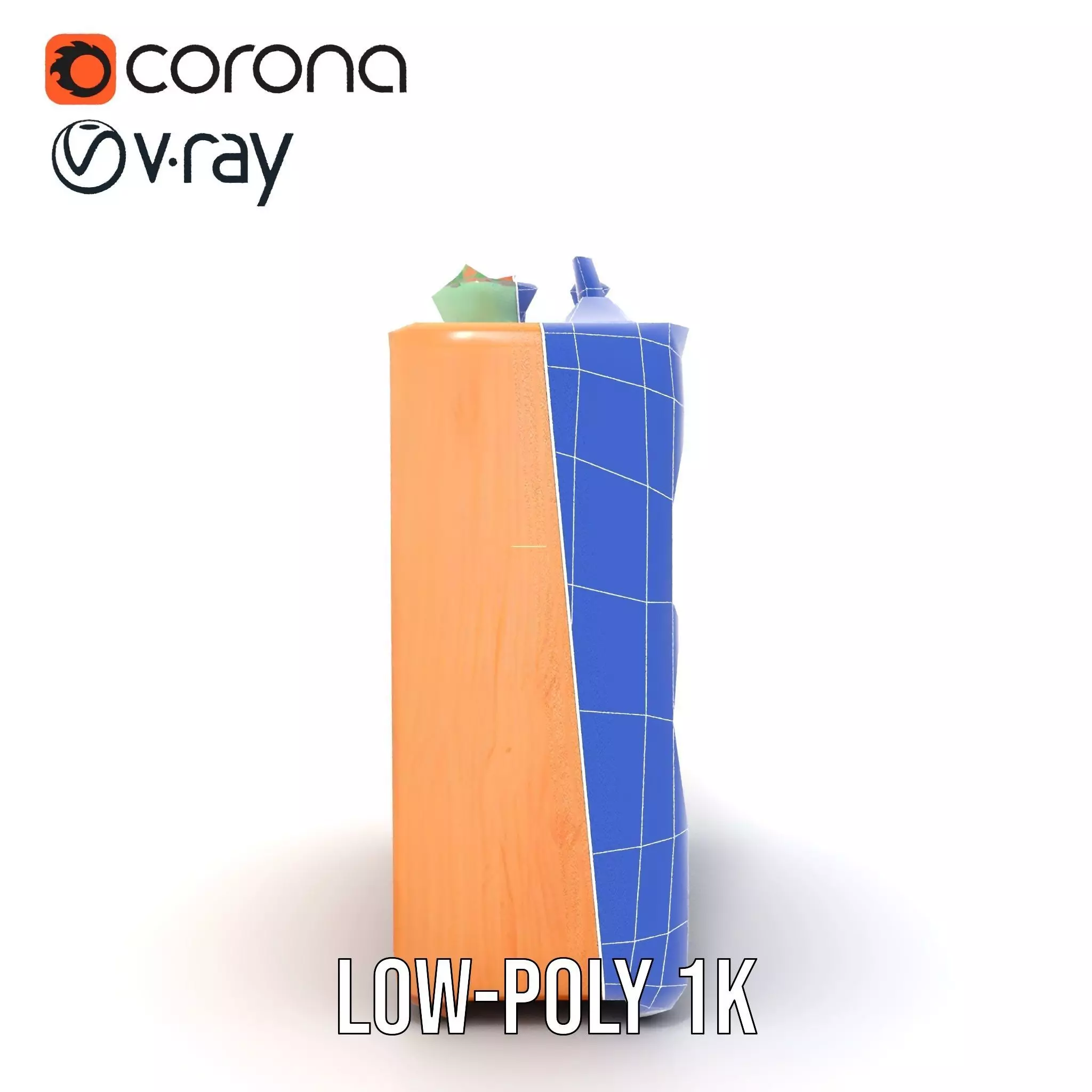 Colorful Wooden Bookshelf Model Pack with Accessories Low-poly 3D model_31