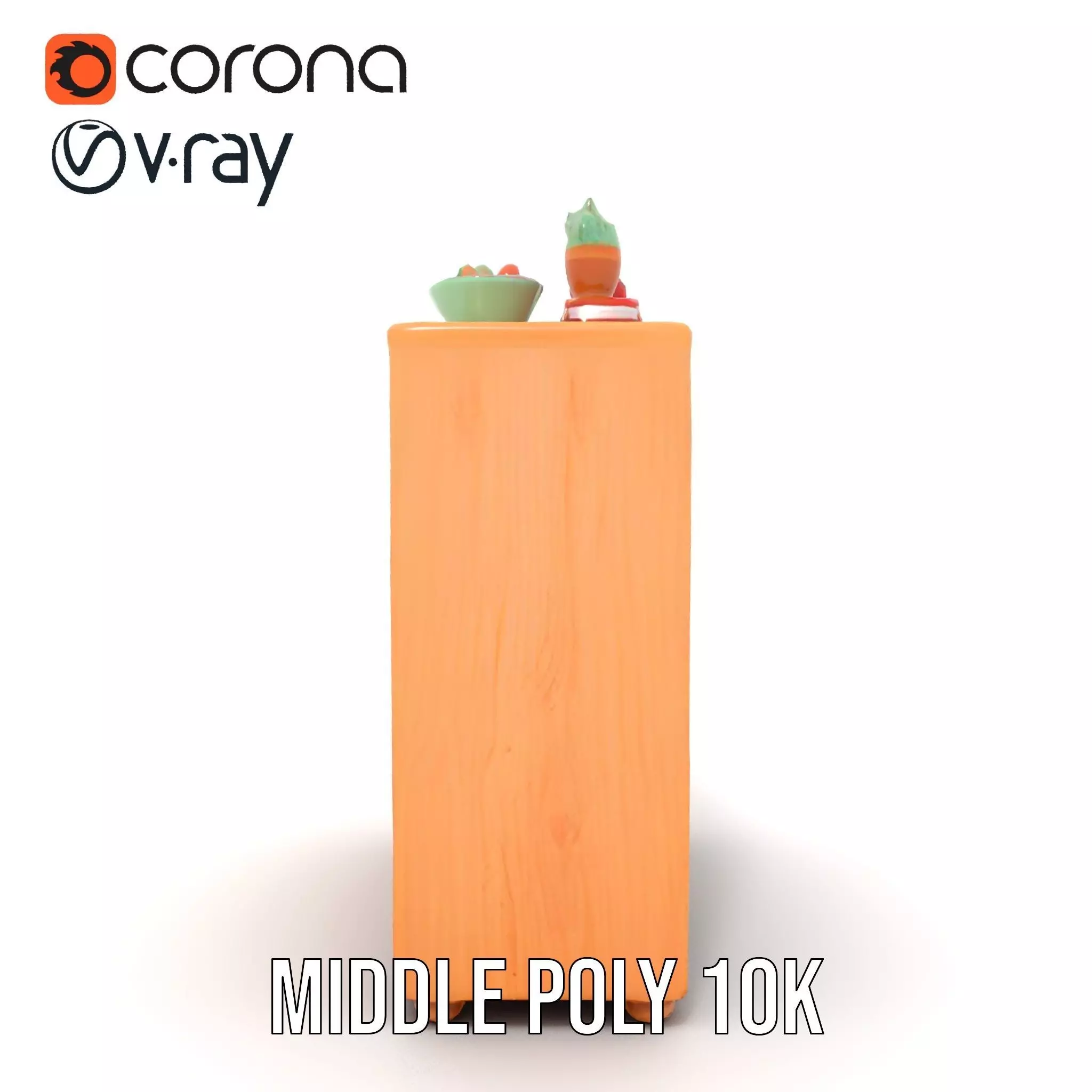 Colorful Wooden Bookshelf Model Pack with Accessories Low-poly 3D model_11