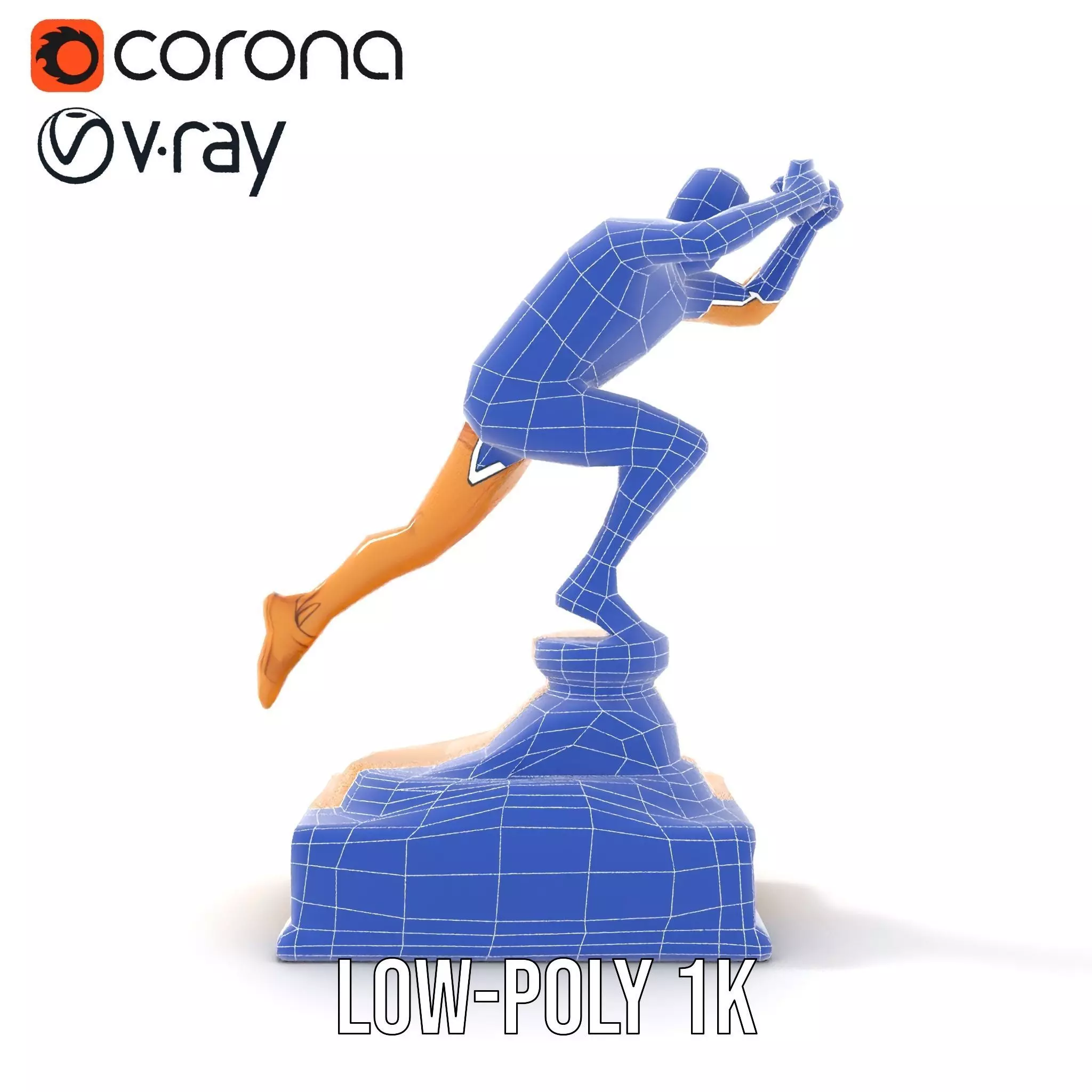 Dynamic Running Athlete Trophy Model Pack Low-poly 3D model_20