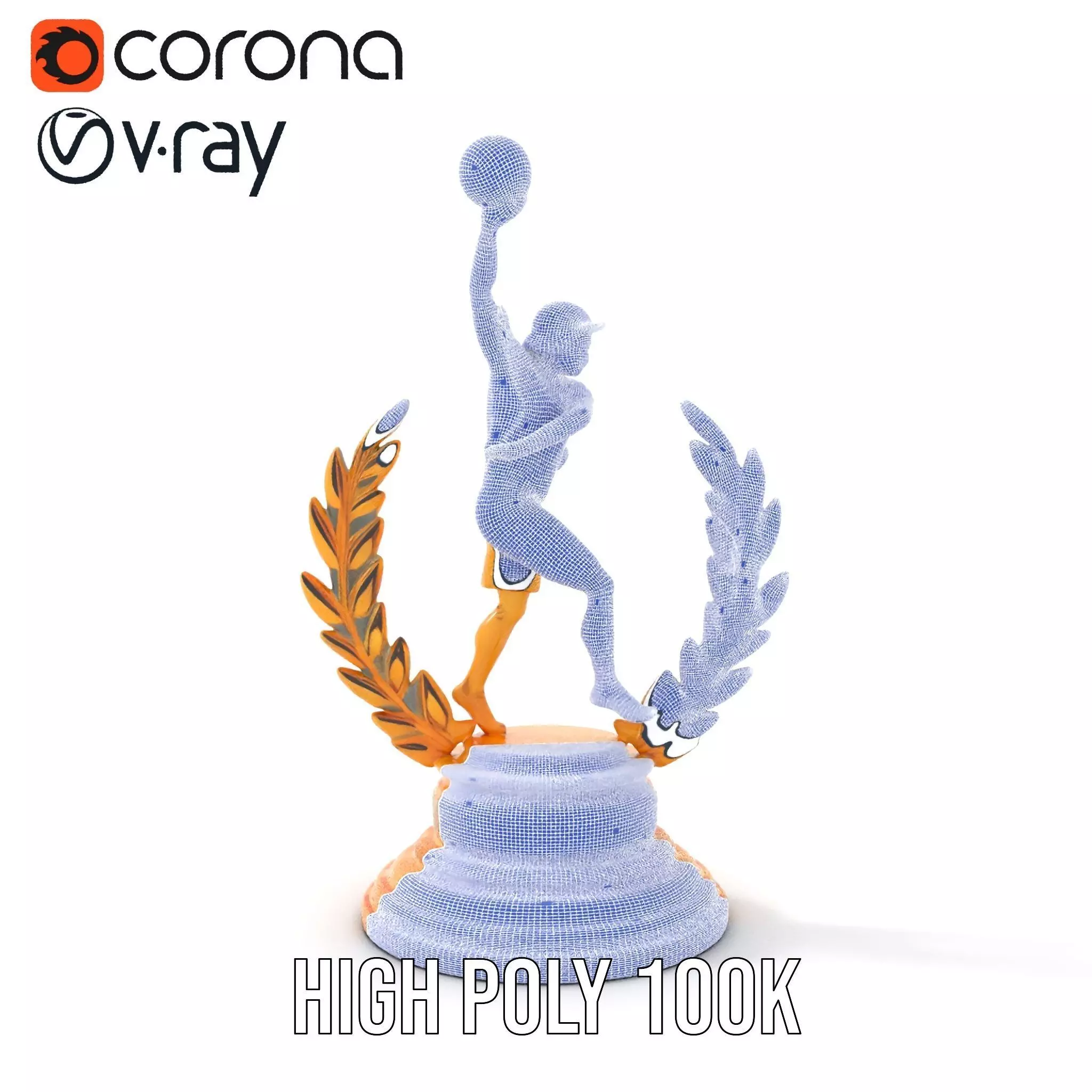 Basketball Trophy with Laurel Wreath model pack Low-poly 3D model_32