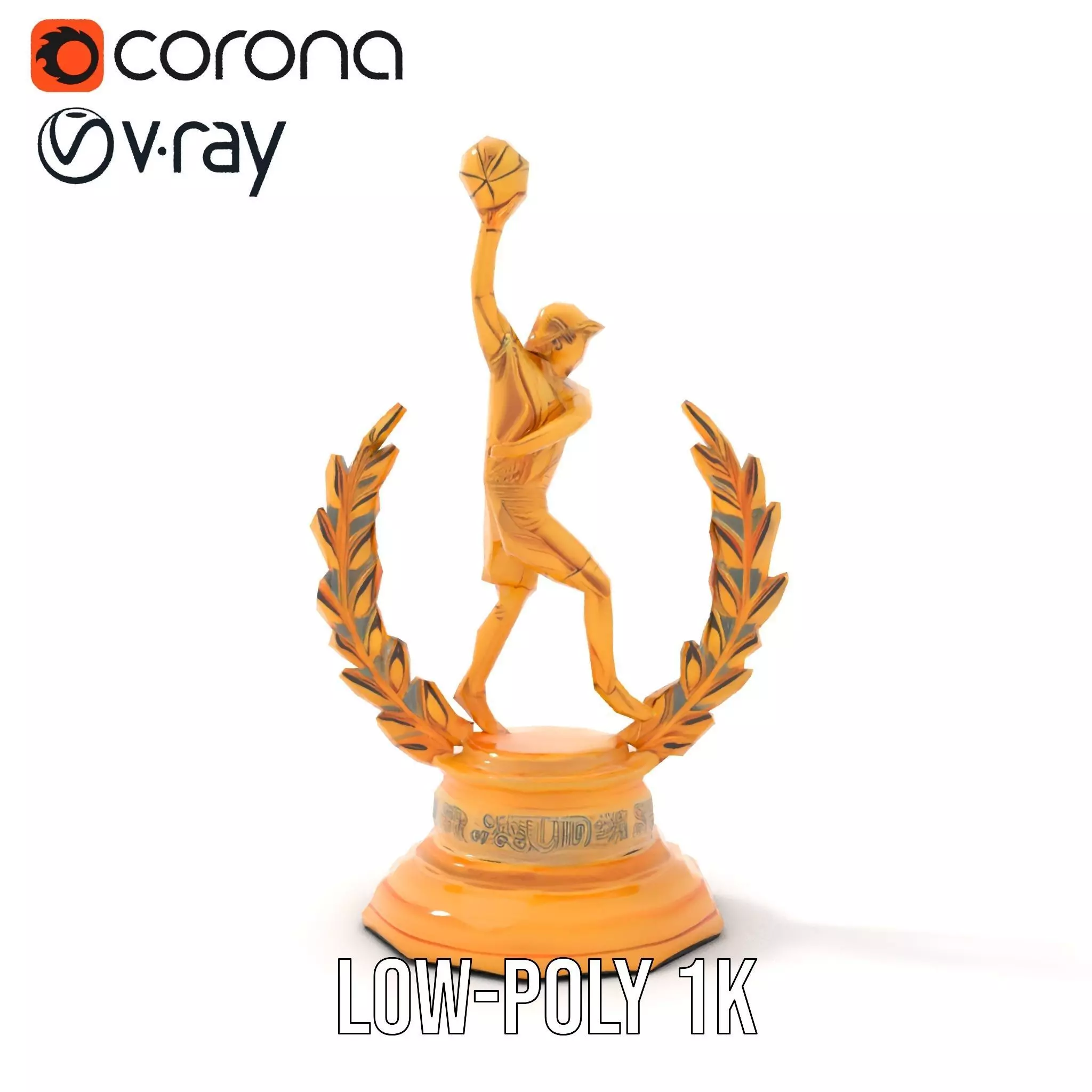 Basketball Trophy with Laurel Wreath model pack Low-poly 3D model_15