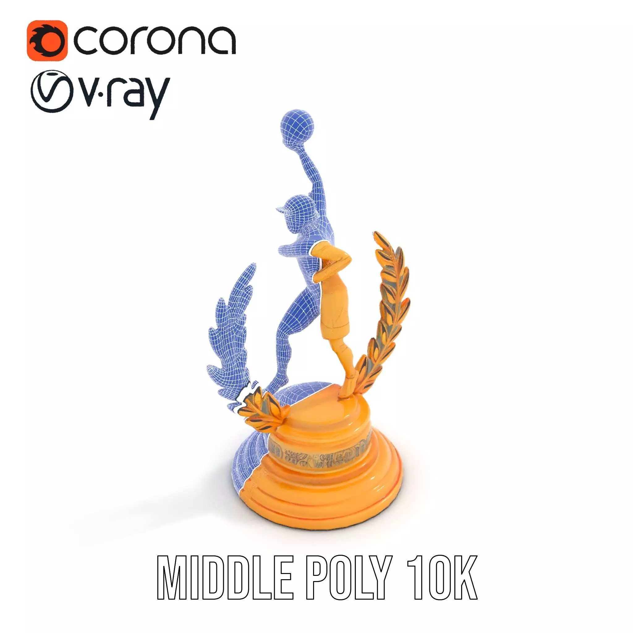 Basketball Trophy with Laurel Wreath model pack Low-poly 3D model_25