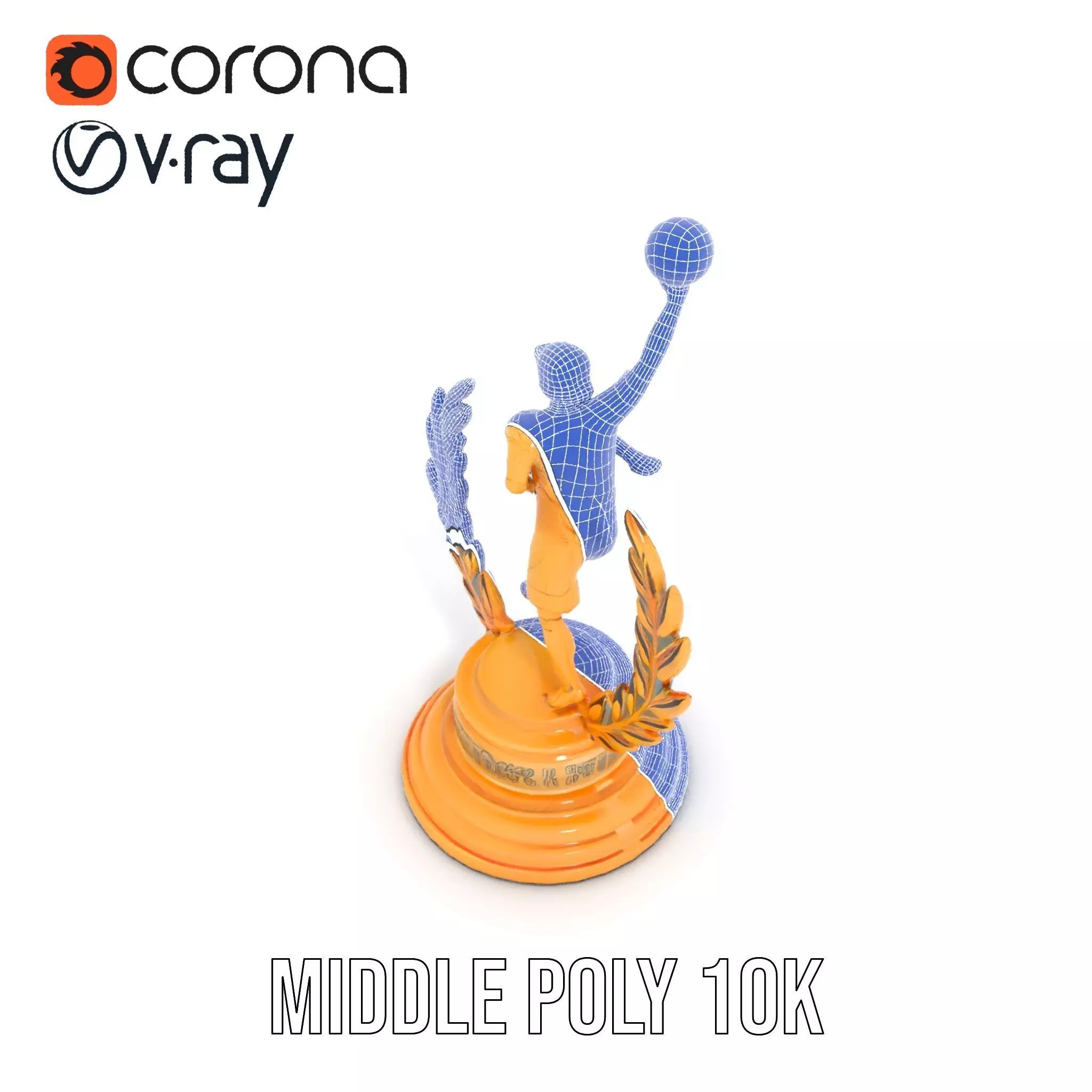 Basketball Trophy with Laurel Wreath model pack Low-poly 3D model_6