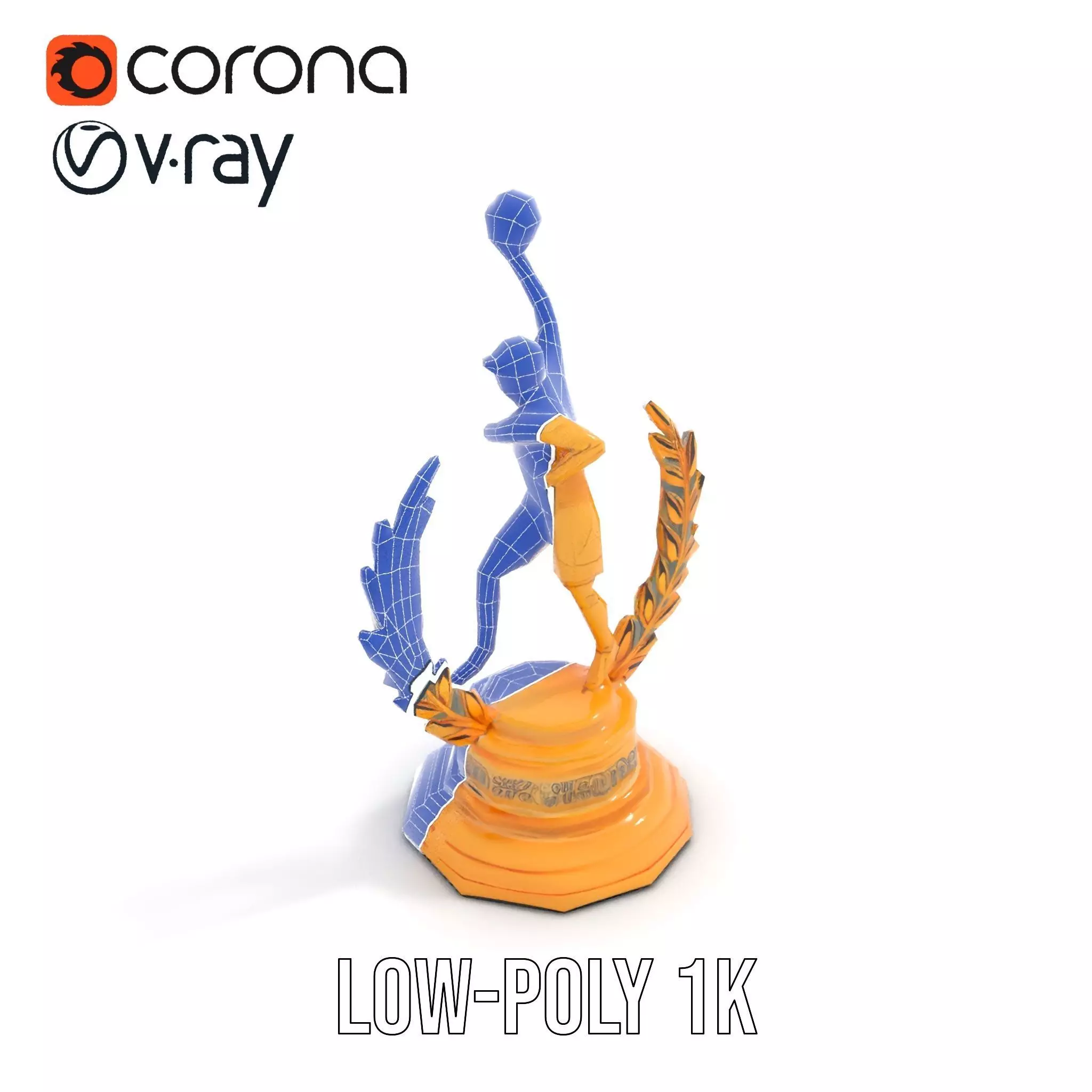 Basketball Trophy with Laurel Wreath model pack Low-poly 3D model_26