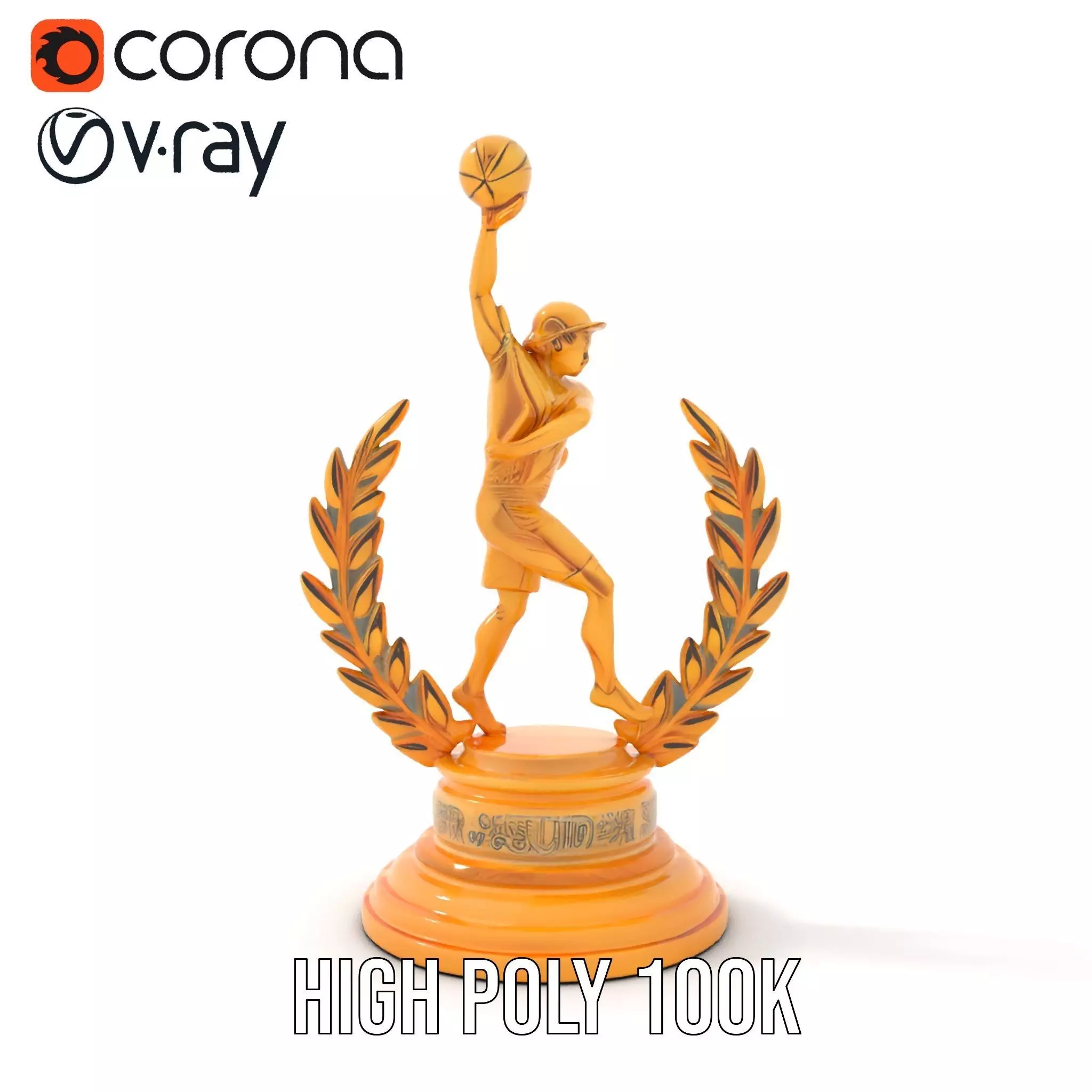 Basketball Trophy with Laurel Wreath model pack Low-poly 3D model_33
