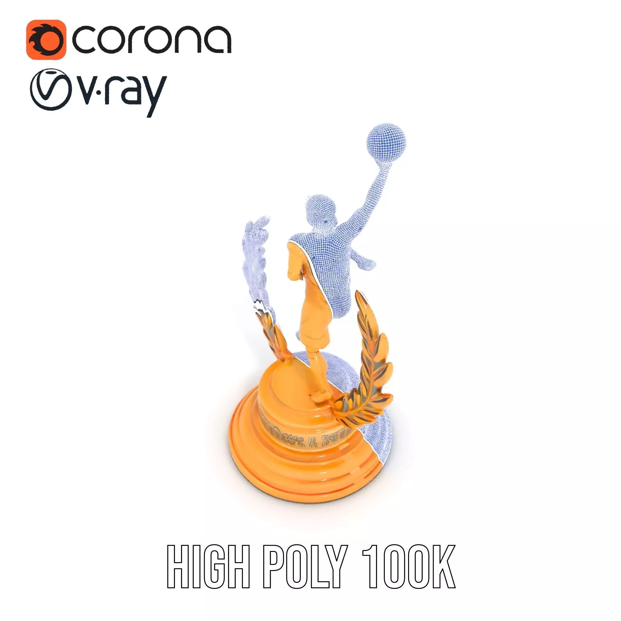 Basketball Trophy with Laurel Wreath model pack Low-poly 3D model_27