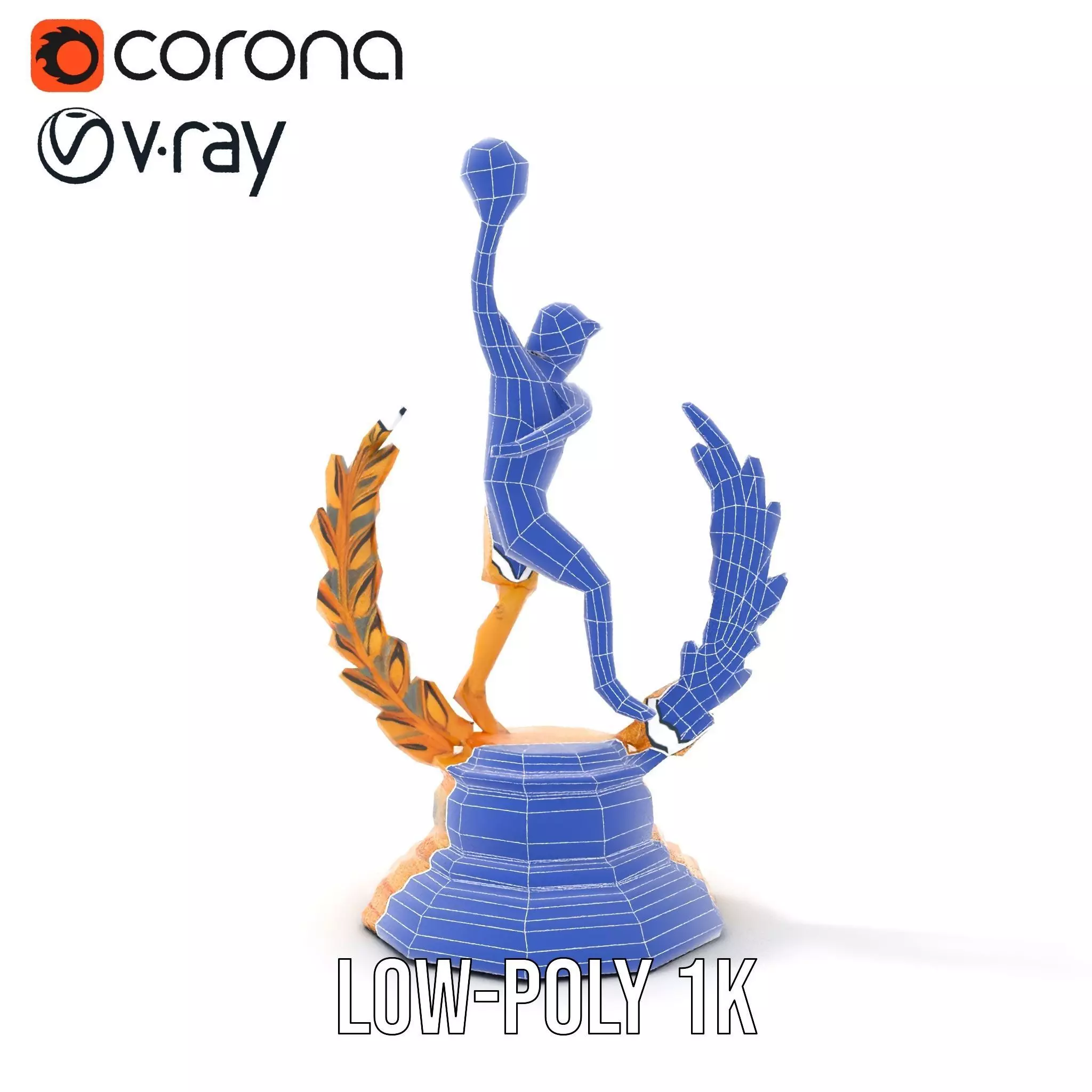 Basketball Trophy with Laurel Wreath model pack Low-poly 3D model_29