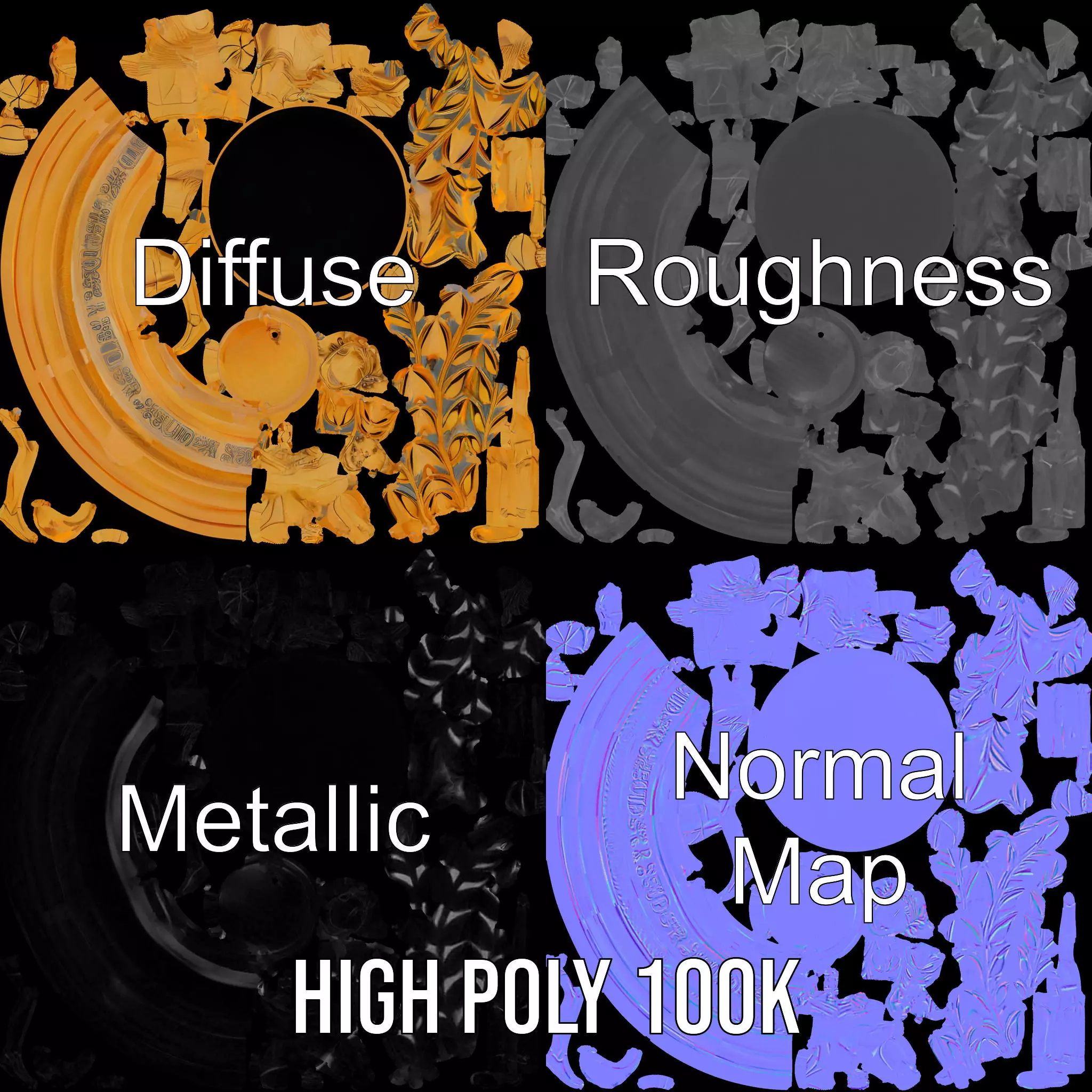 Basketball Trophy with Laurel Wreath model pack Low-poly 3D model_4