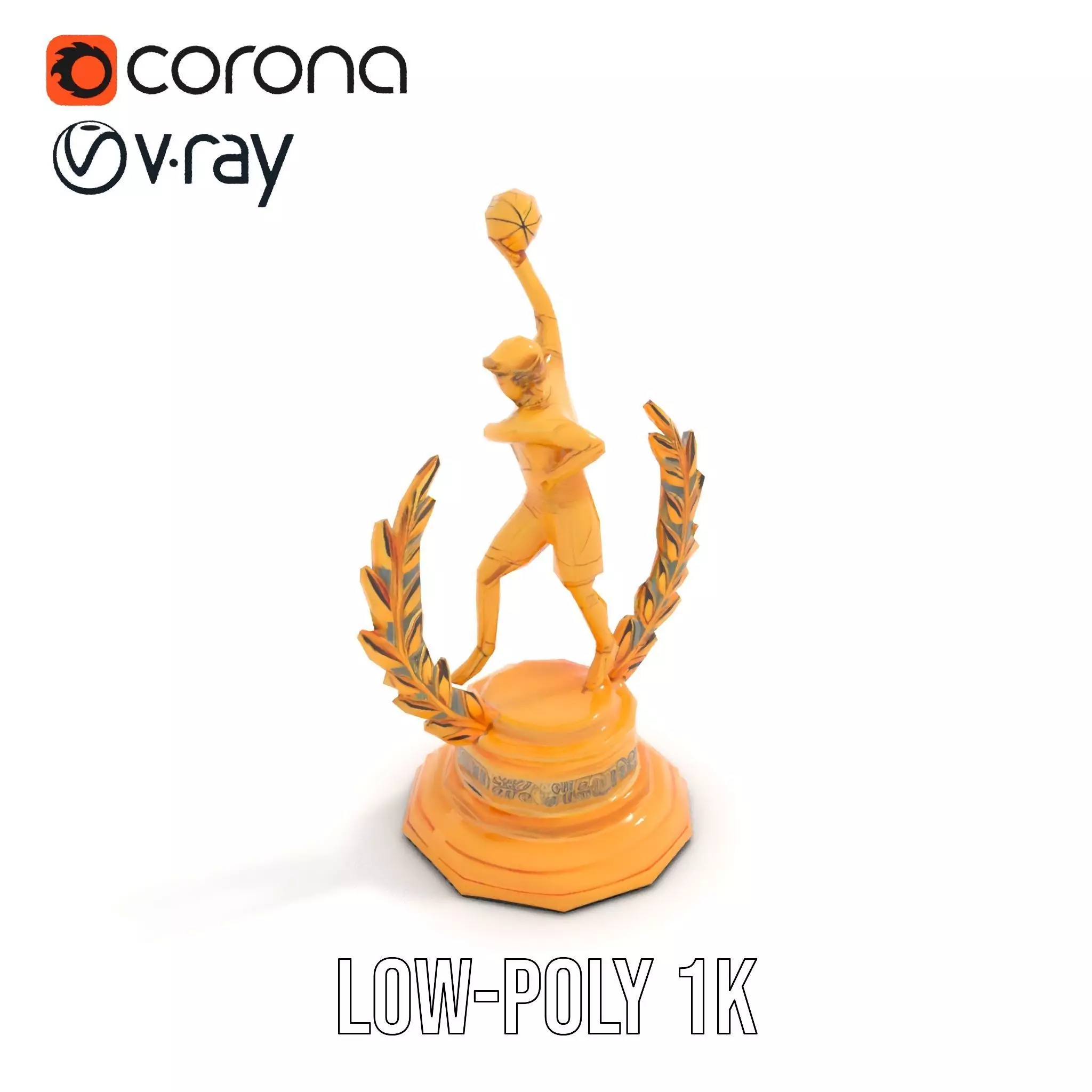 Basketball Trophy with Laurel Wreath model pack Low-poly 3D model_13