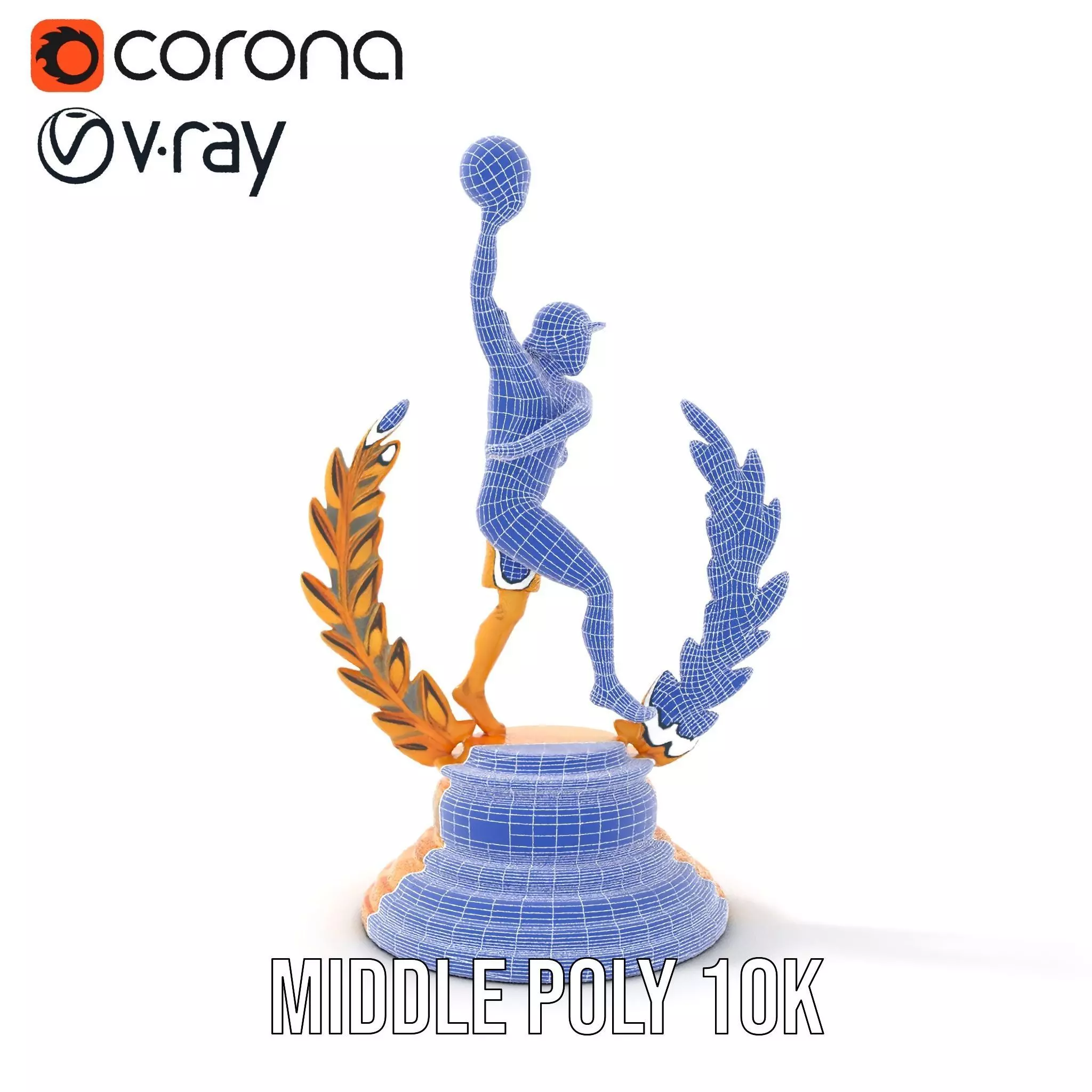 Basketball Trophy with Laurel Wreath model pack Low-poly 3D model_30