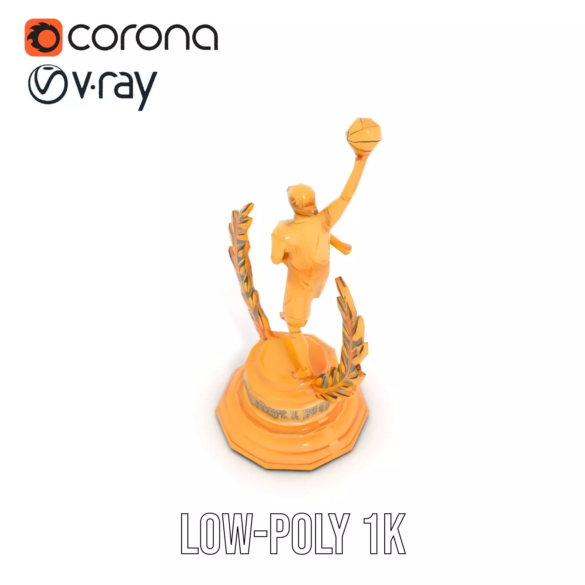 Basketball Trophy with Laurel Wreath model pack Low-poly 3D model_10
