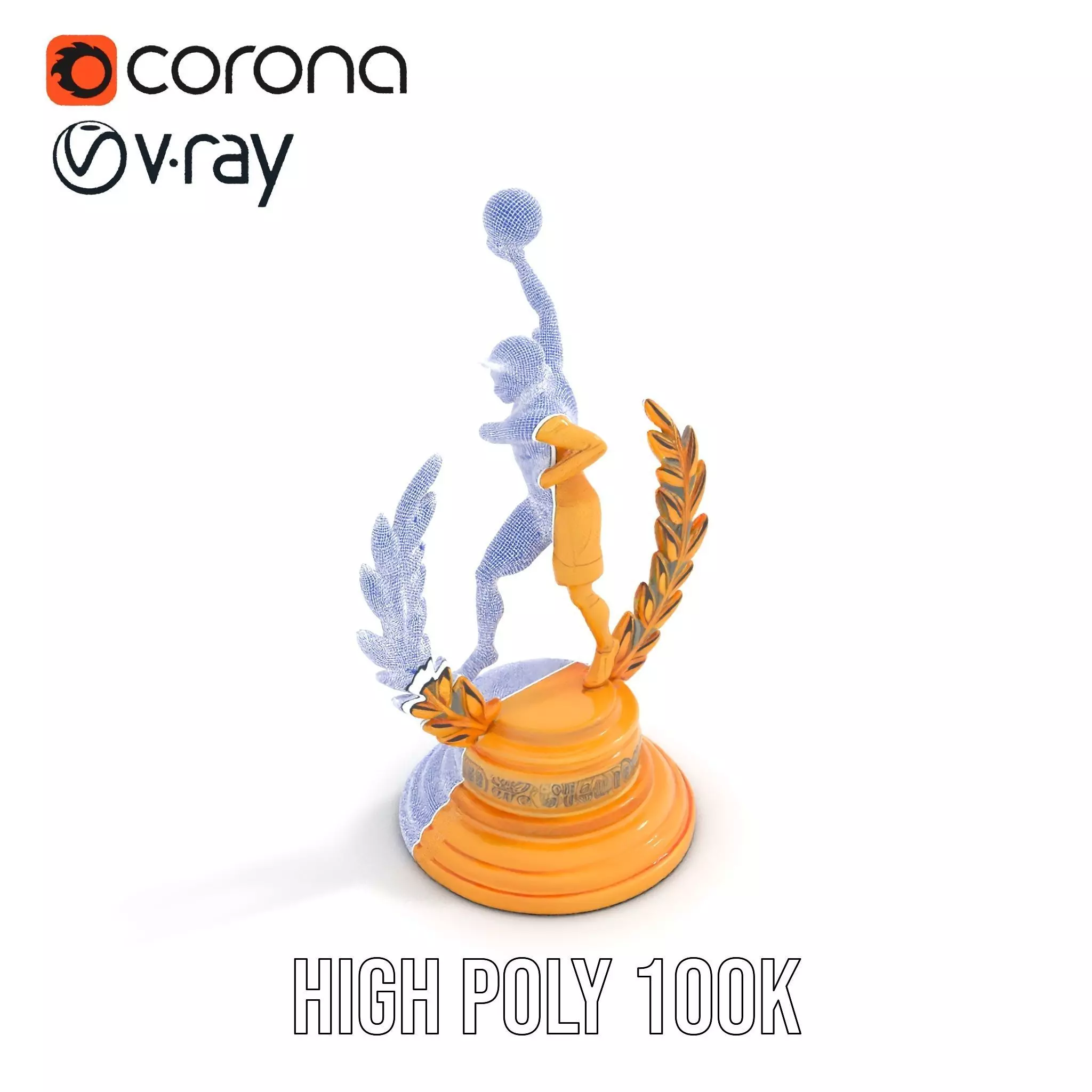 Basketball Trophy with Laurel Wreath model pack Low-poly 3D model_35