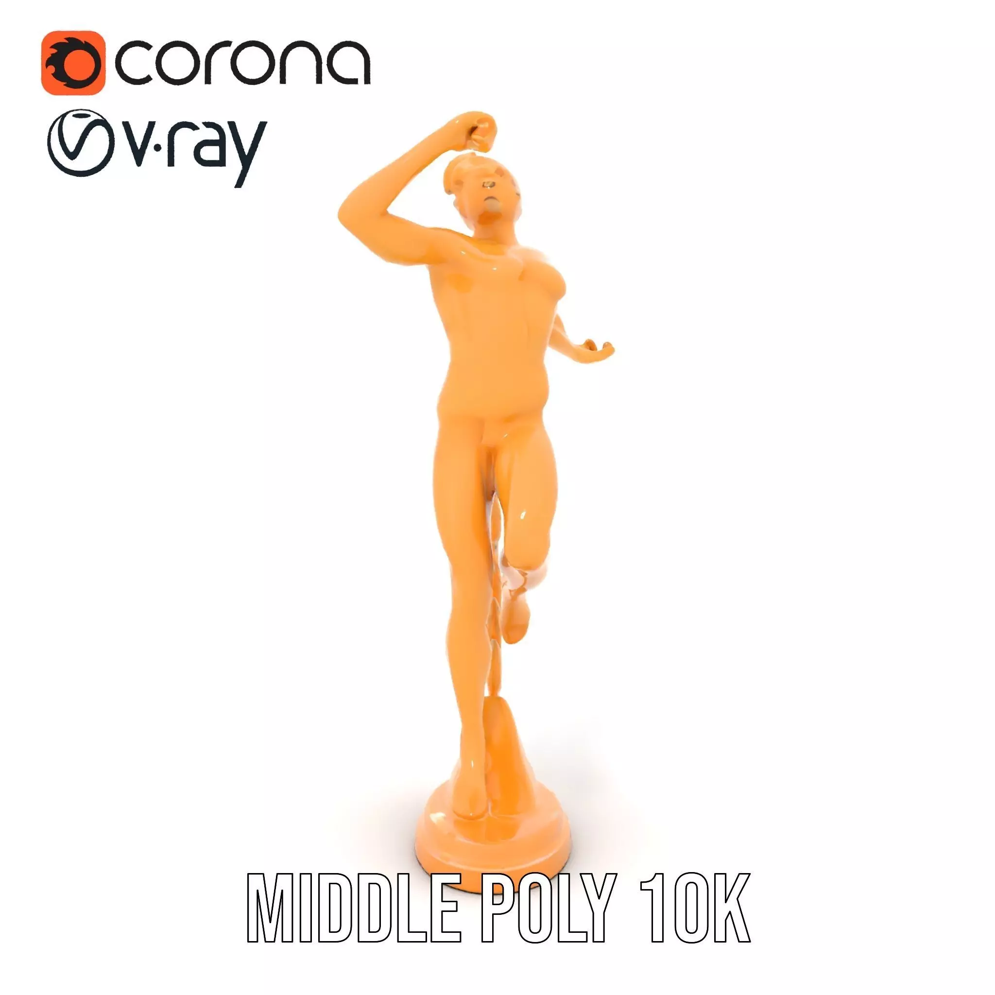 Golden Athlete Statue with Laurel model pack Low-poly 3D model_19