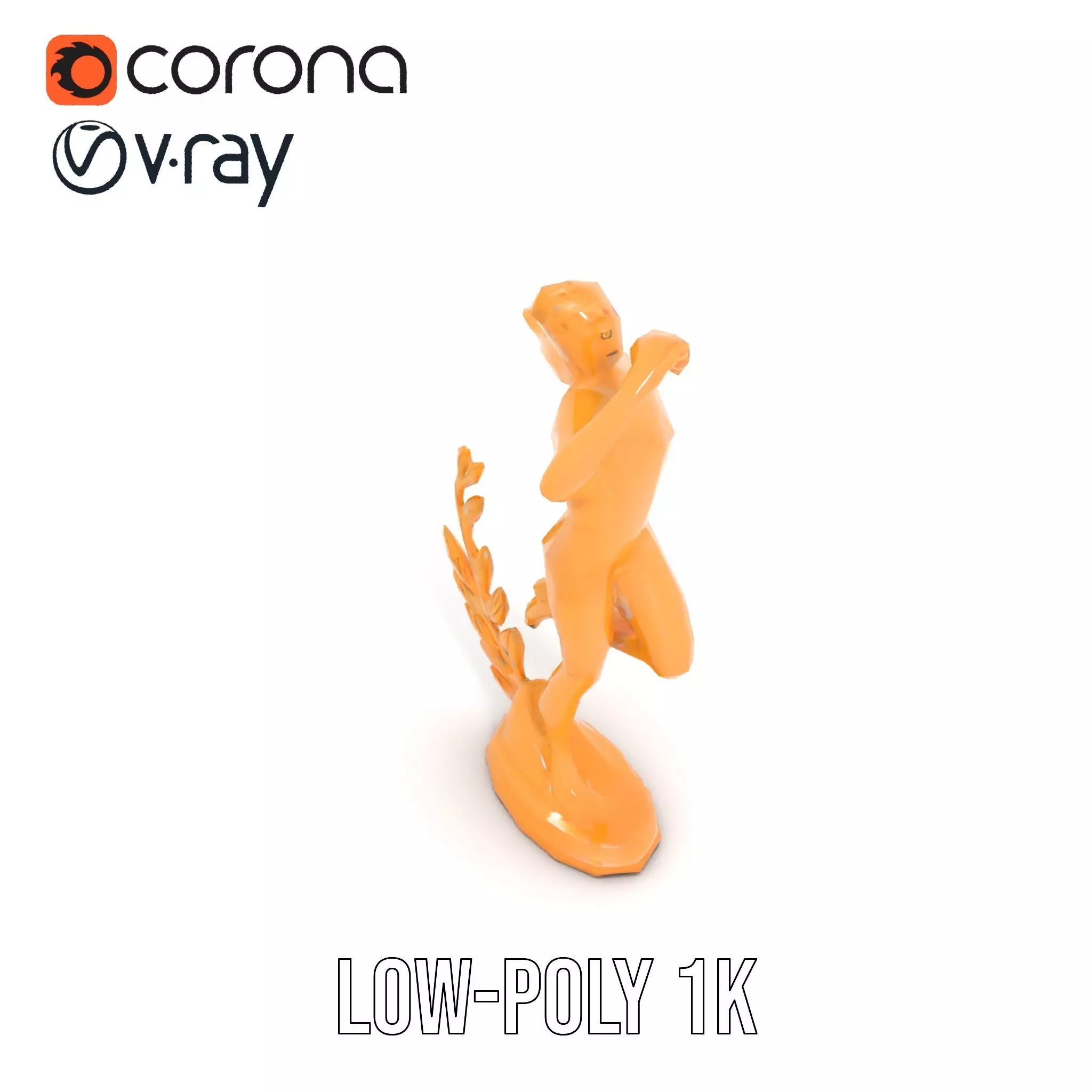 Golden Athlete Statue with Laurel model pack Low-poly 3D model_12