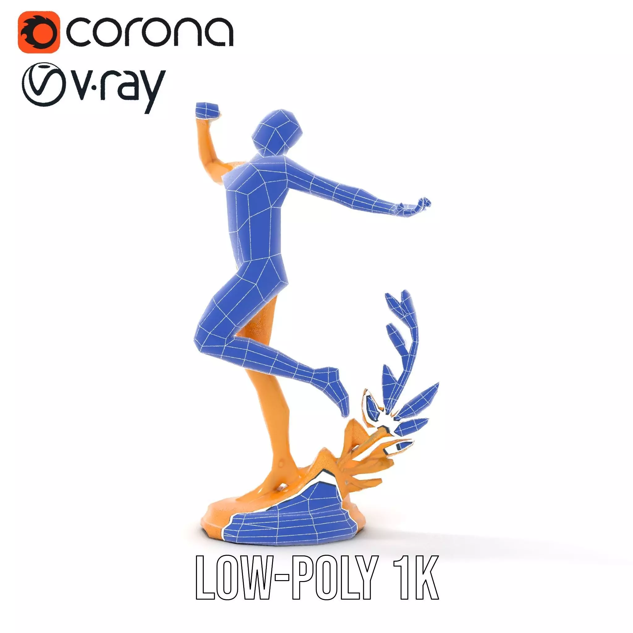 Golden Athlete Statue with Laurel model pack Low-poly 3D model_26