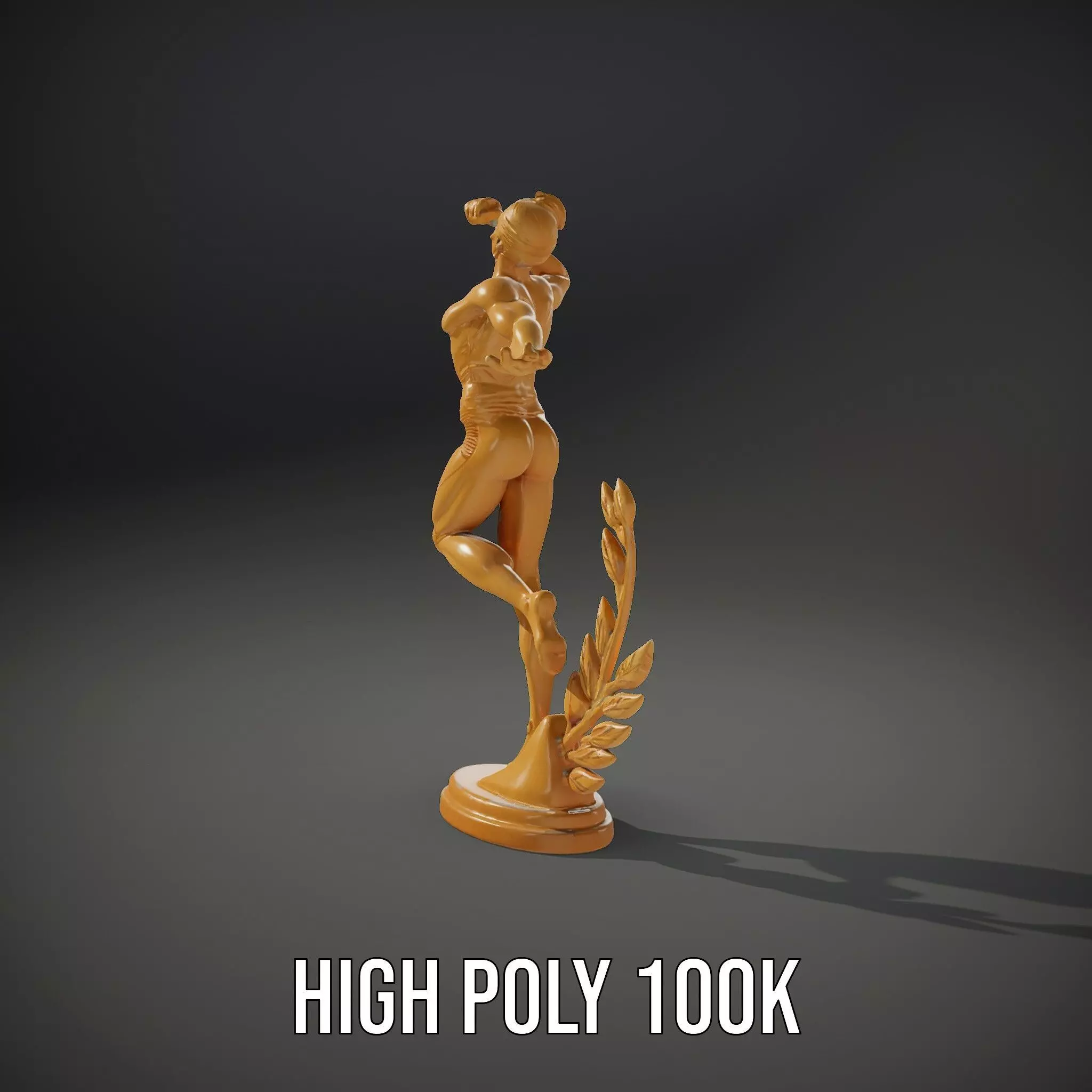 Golden Athlete Statue with Laurel model pack Low-poly 3D model_9
