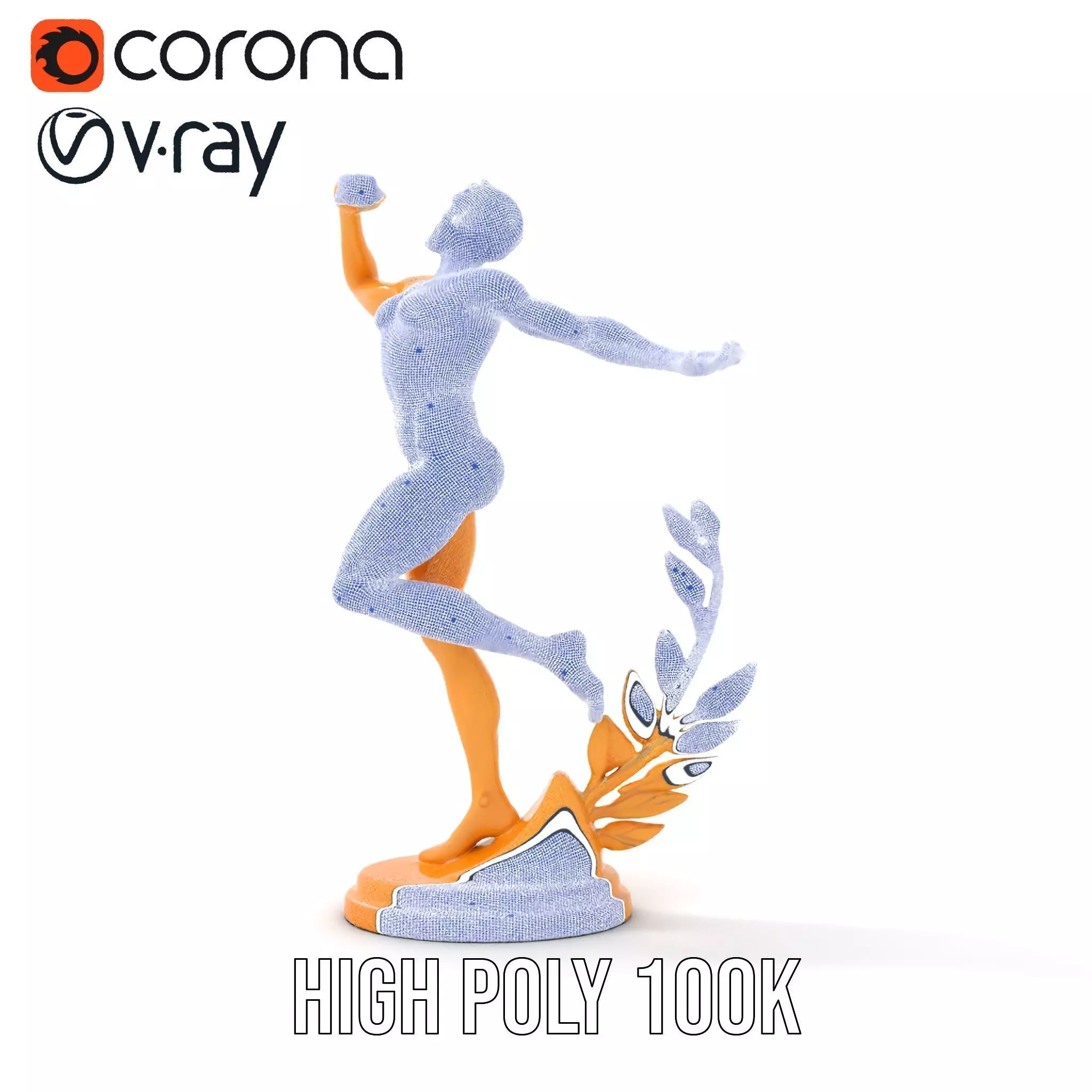 Golden Athlete Statue with Laurel model pack Low-poly 3D model_35