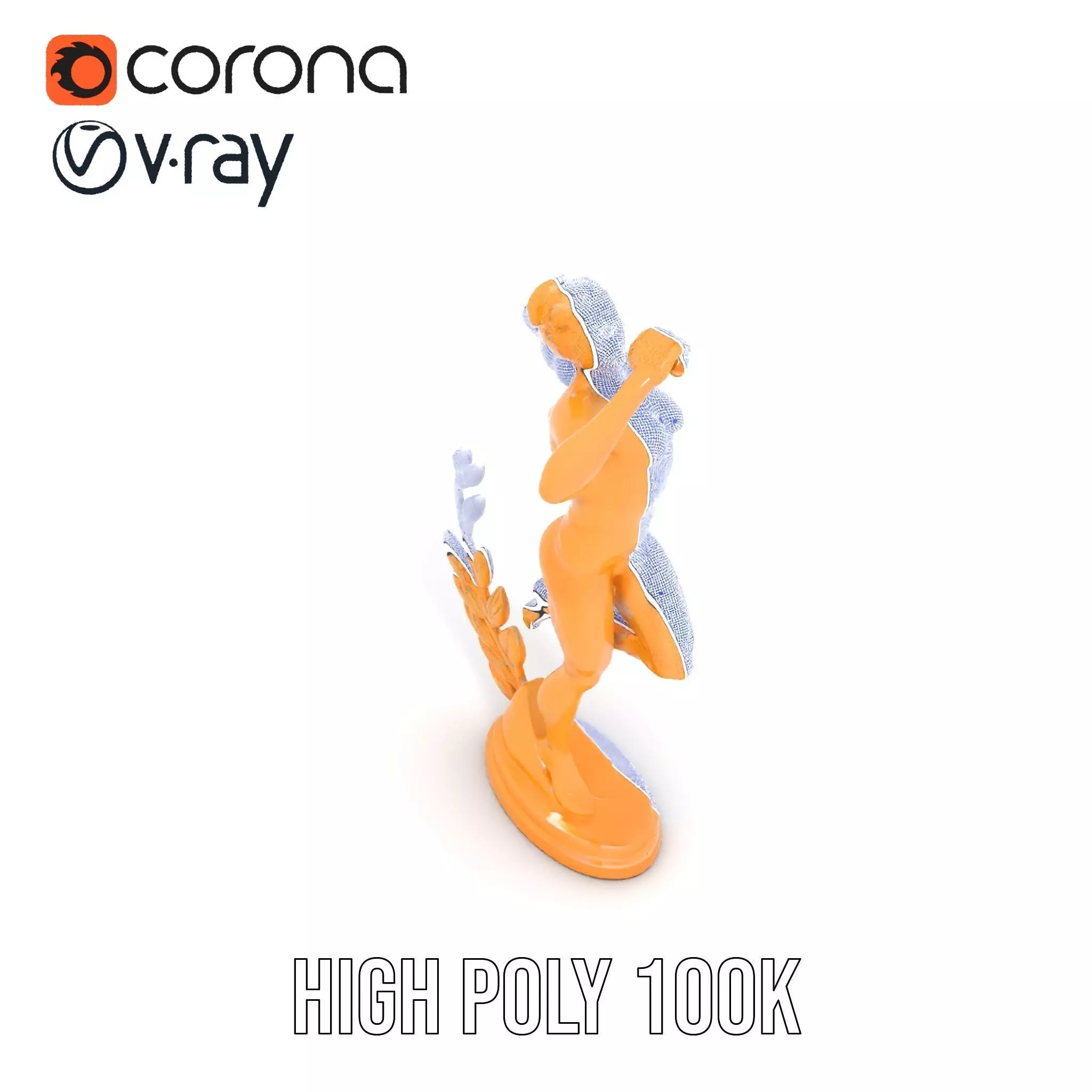 Golden Athlete Statue with Laurel model pack Low-poly 3D model_33