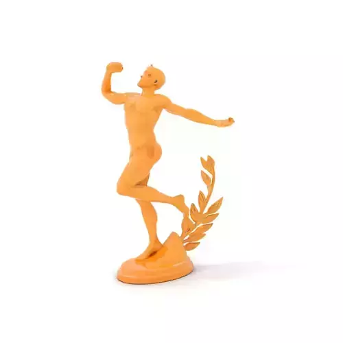 Golden Athlete Statue with Laurel model pack Low-poly 3D model