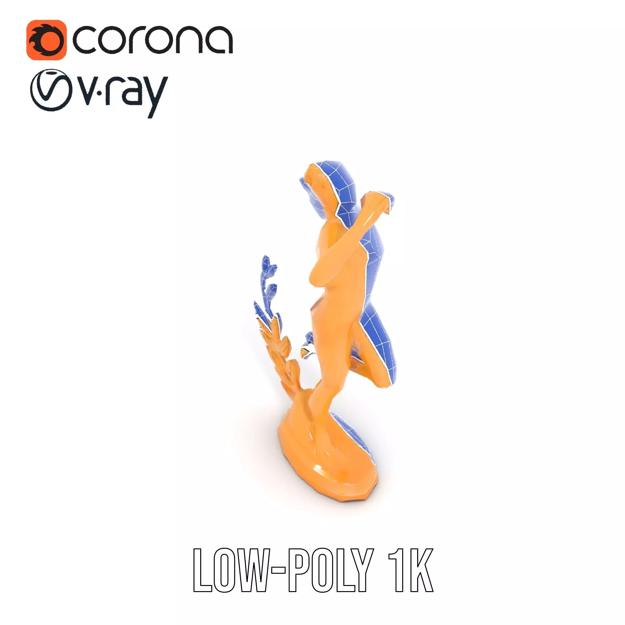 Golden Athlete Statue with Laurel model pack Low-poly 3D model_28