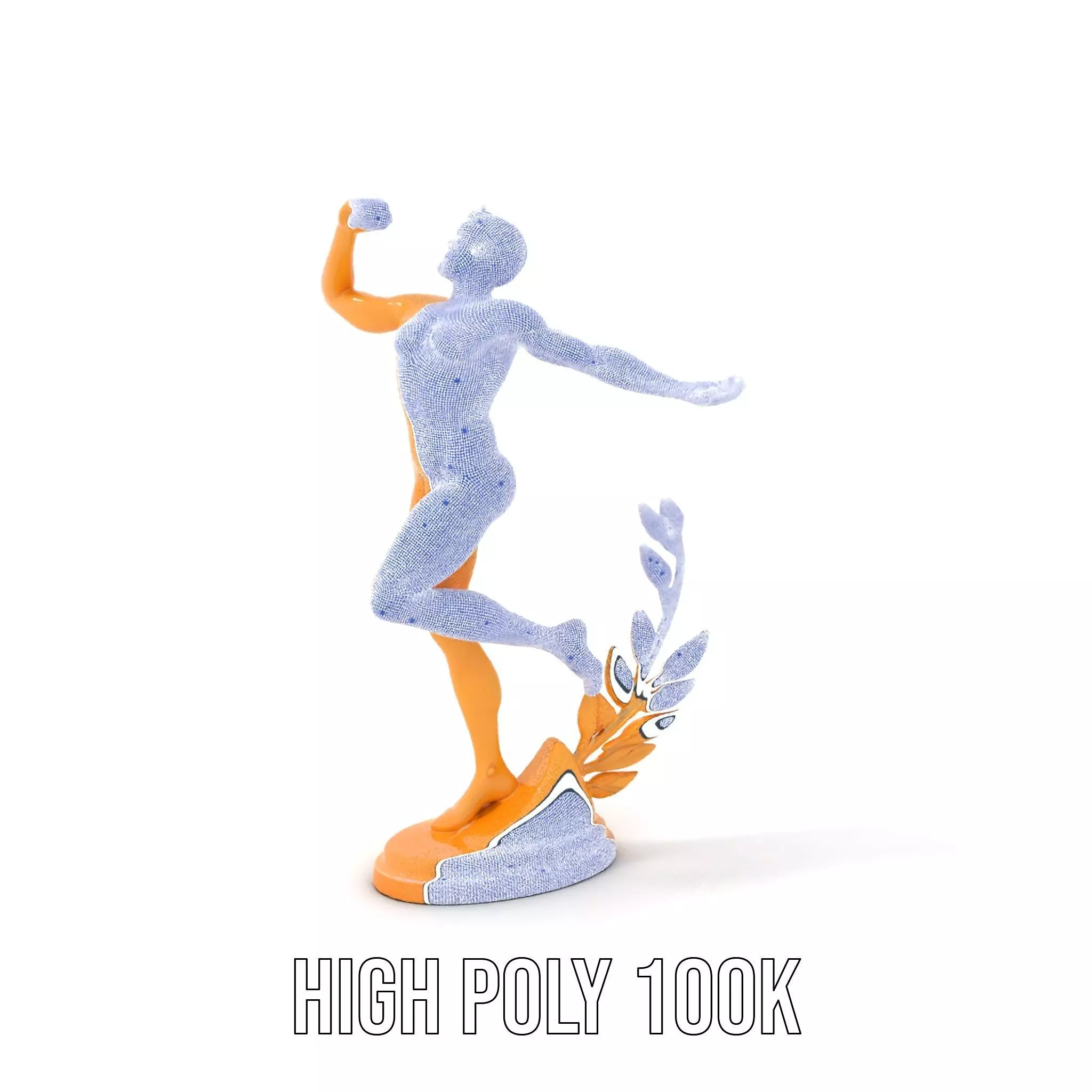Golden Athlete Statue with Laurel model pack Low-poly 3D model_5