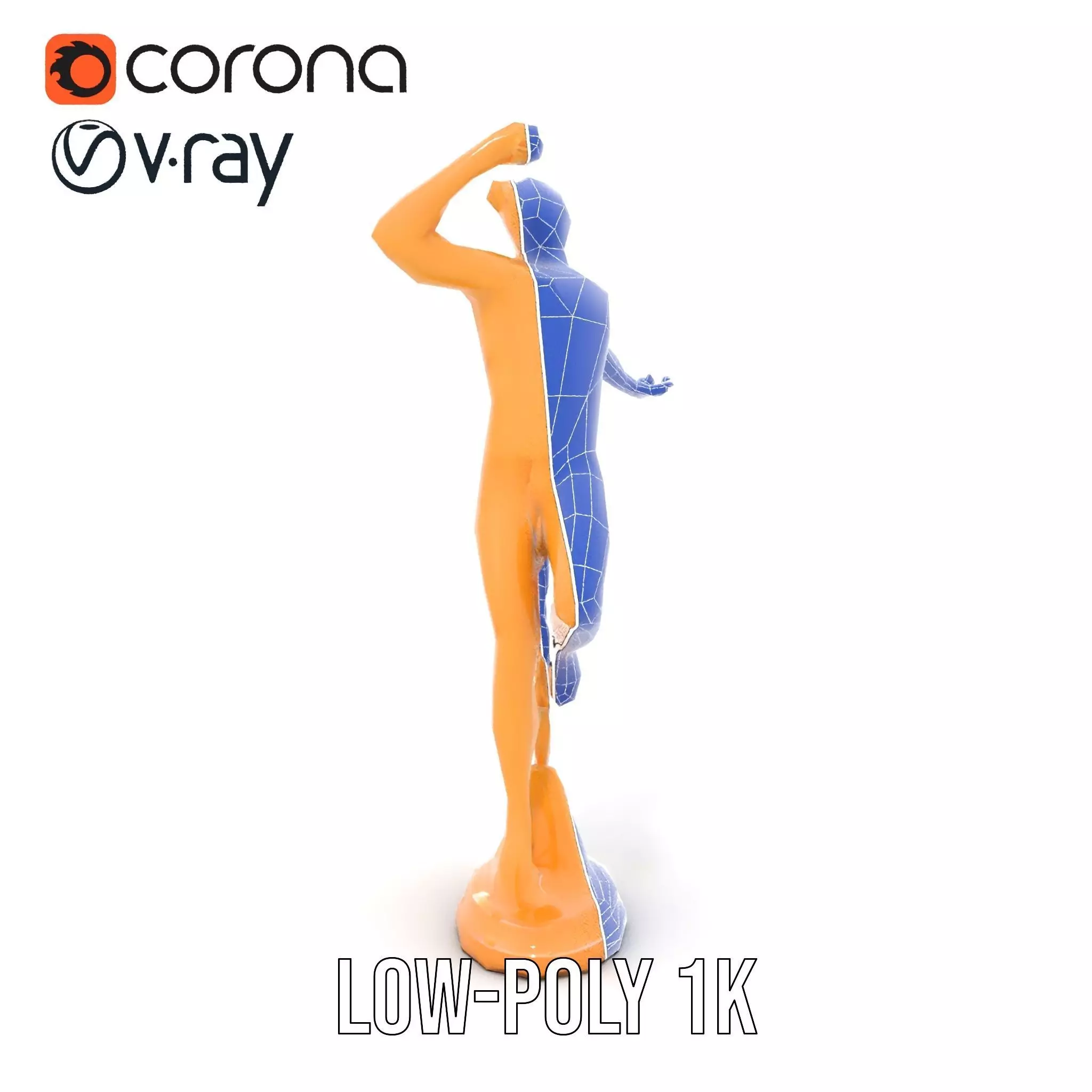 Golden Athlete Statue with Laurel model pack Low-poly 3D model_31